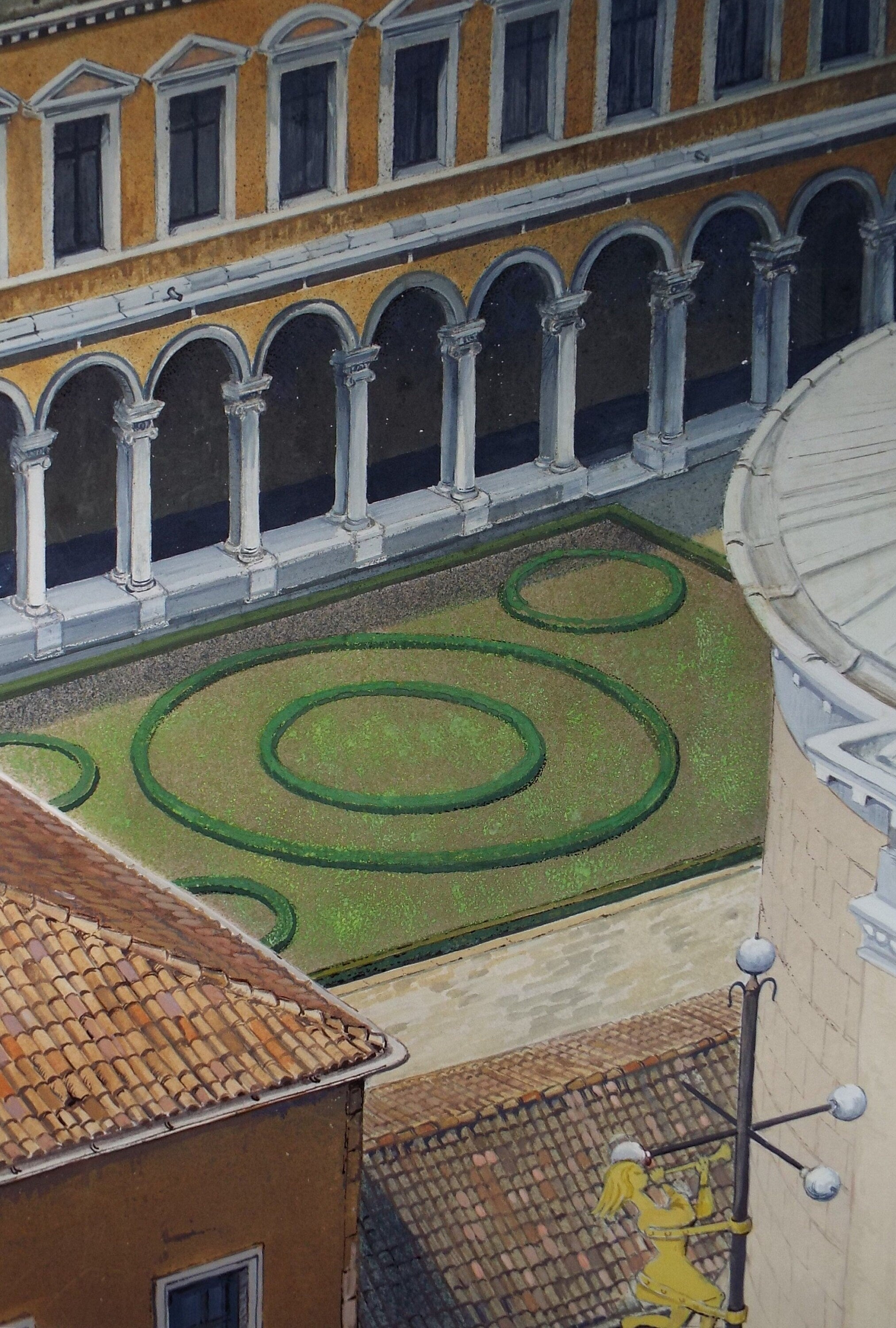 Original Watercolour, 'Italian Cloisters', Falconer Houston, Circa 1990's