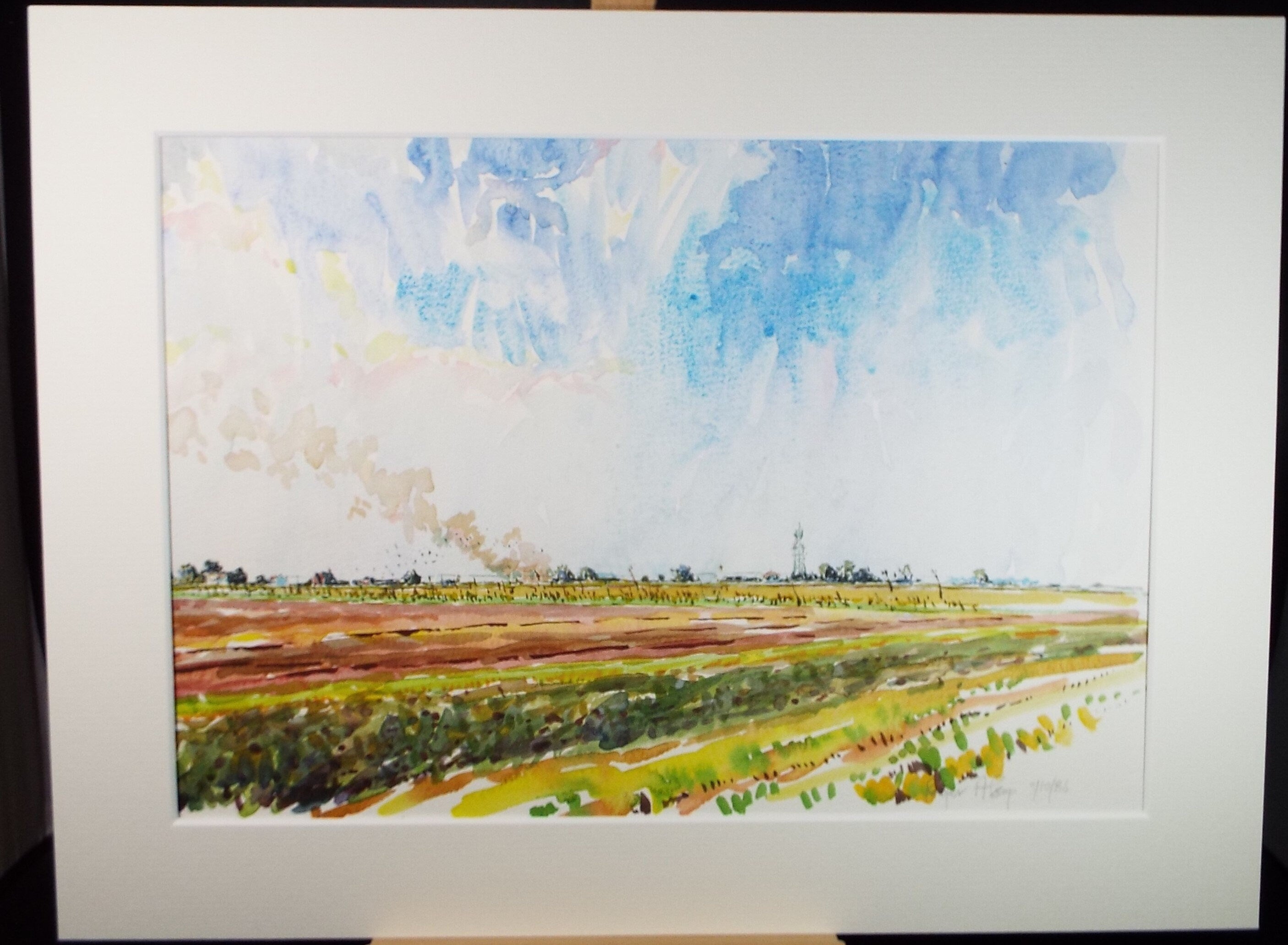 Original Watercolour,'Ploughed Field', Roger Alsop, dated 1986