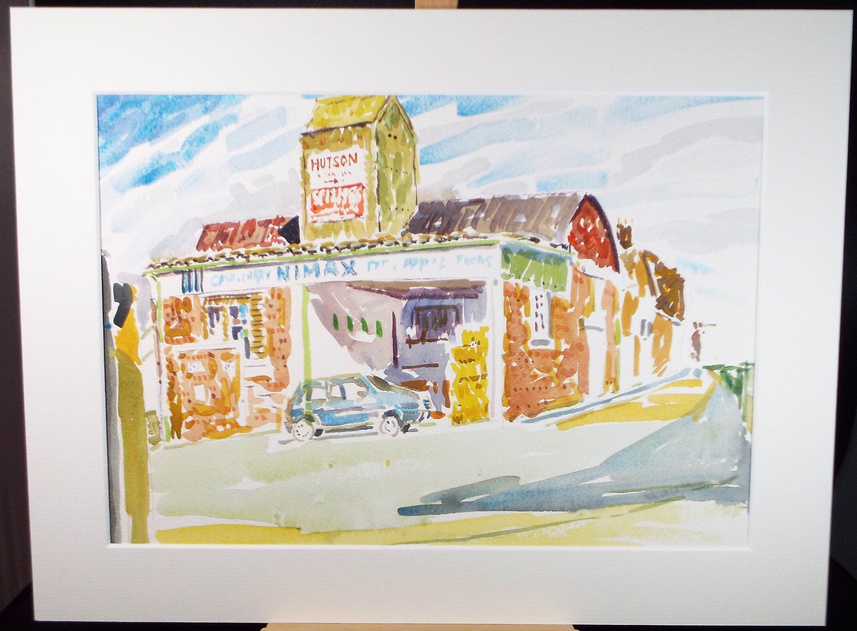 Original Watercolour,'Car Repairers', Roger Alsop, dated 1986