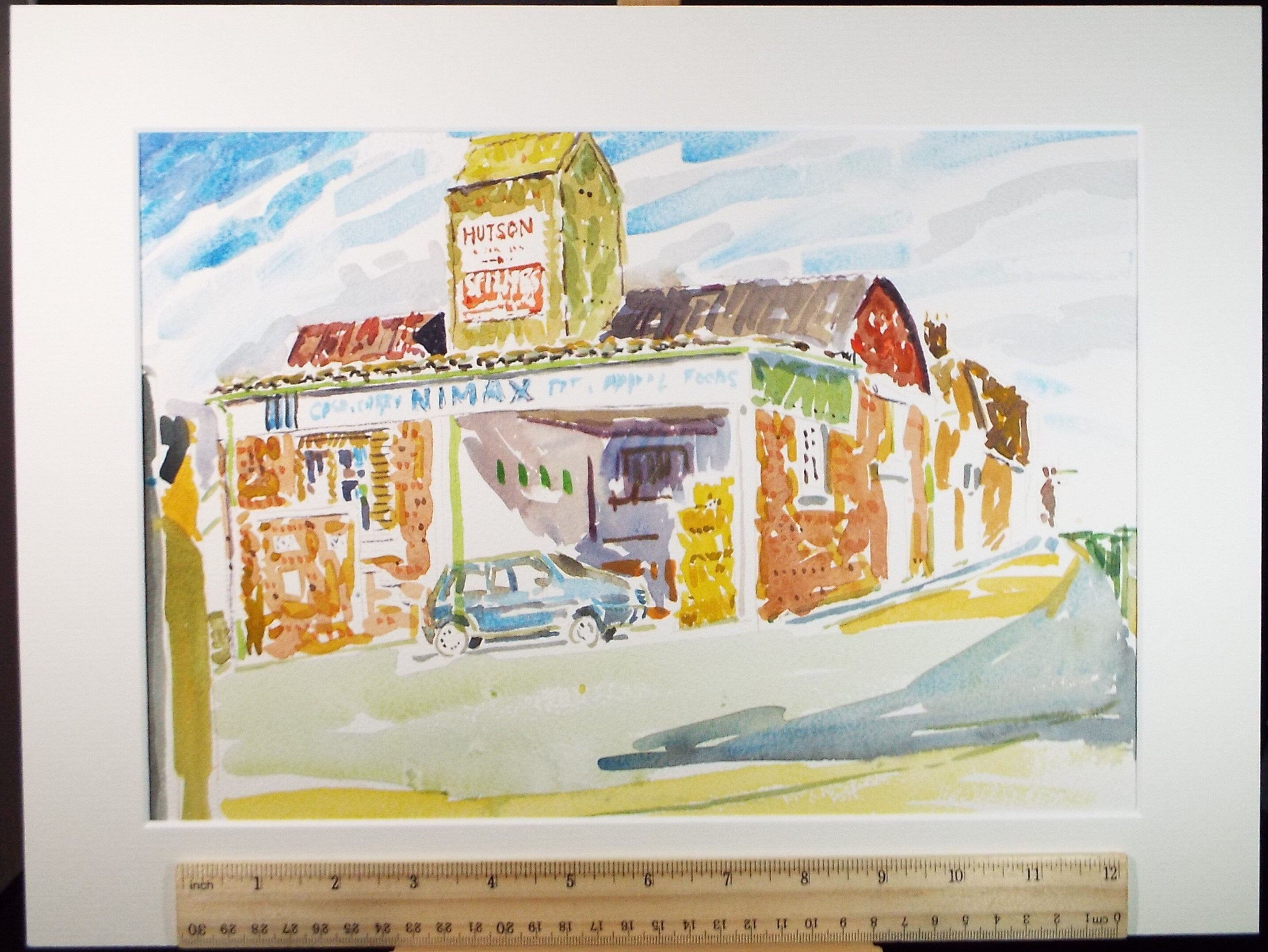 Original Watercolour,'Car Repairers', Roger Alsop, dated 1986