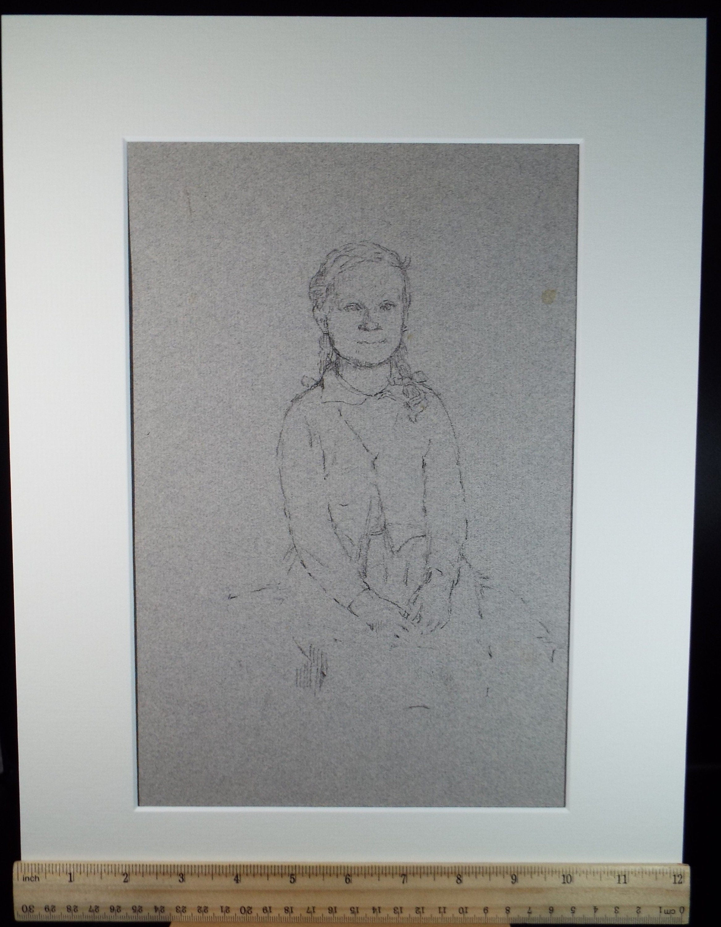Original Pencil Sketch,'Seated Girl', dated 1952, Hilda Burford (1887-1957)