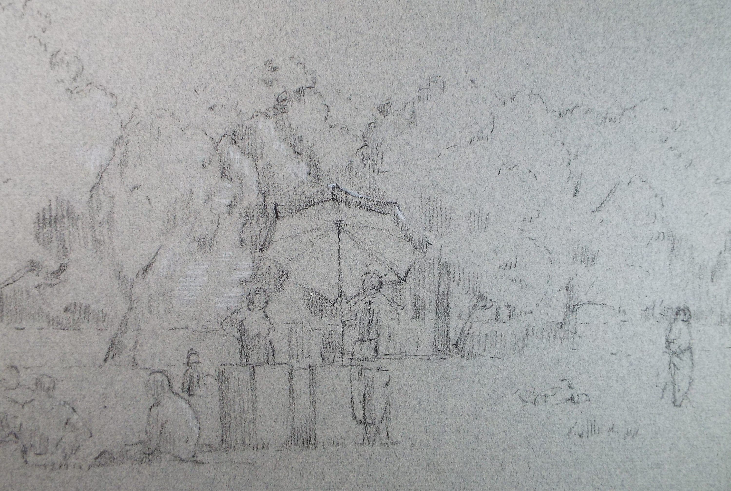 Original Pastel, 'Picnic in the Park', Circa 1990, Mariota Bosanquet 1923 -2022