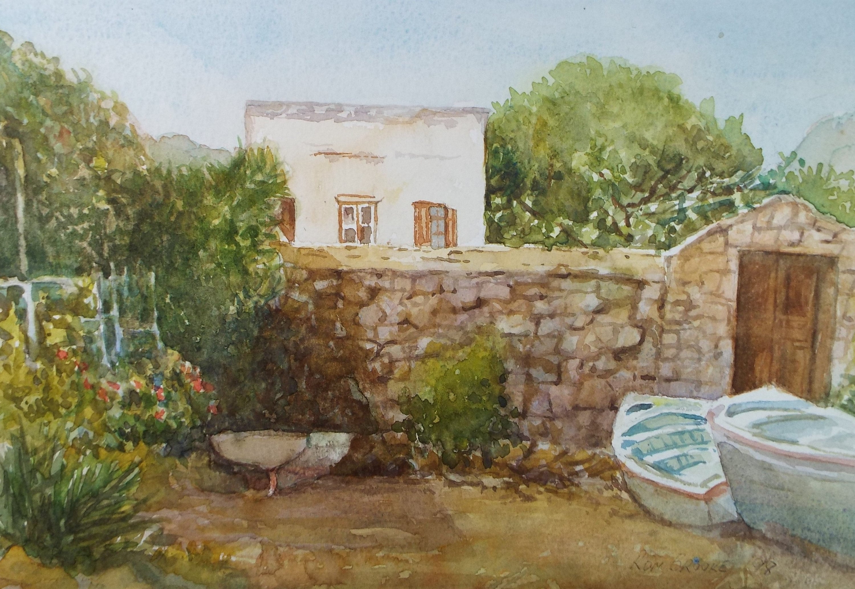 Original Watercolour,'Pedi Garden', dated 1998 , Ron Brooker