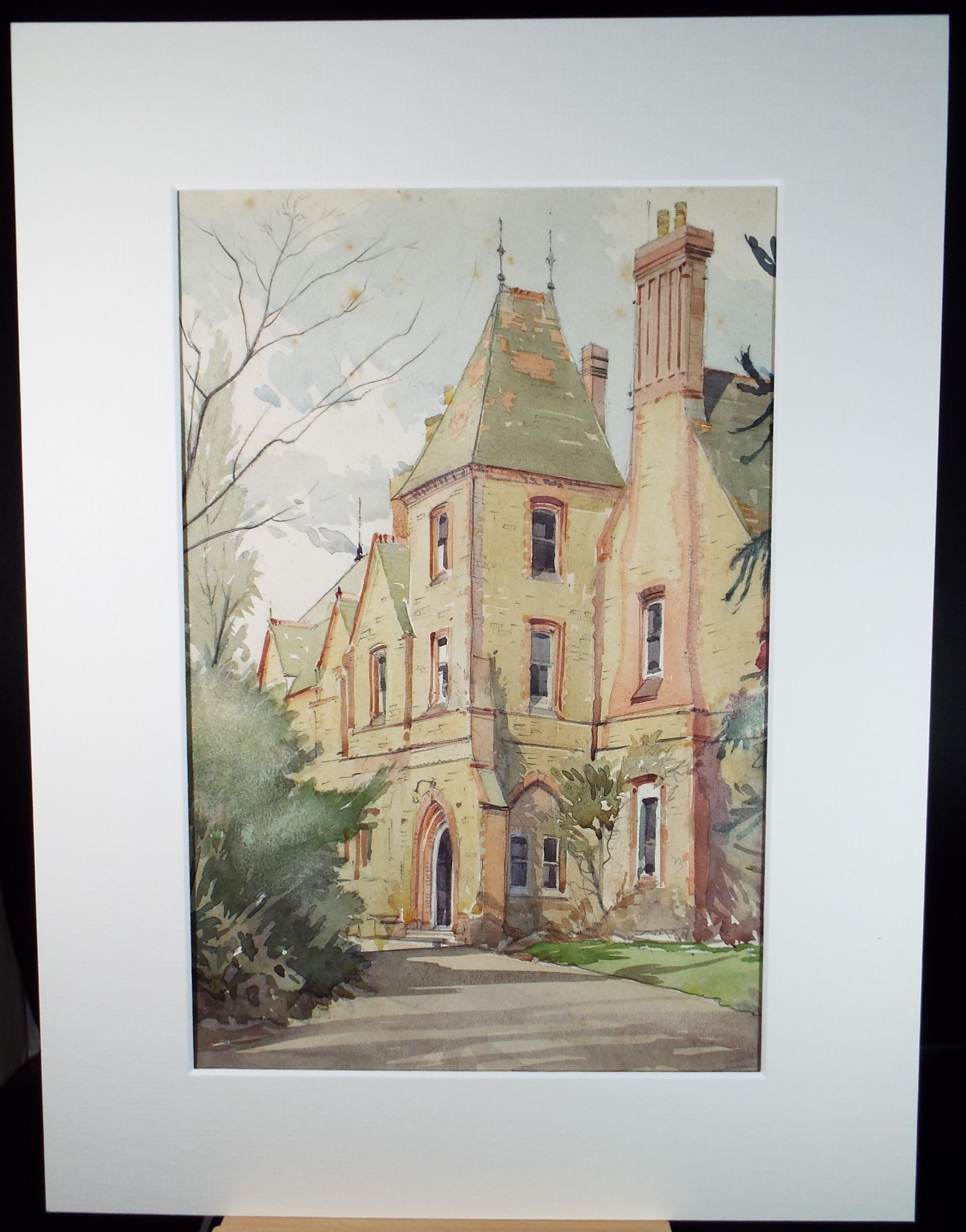 Original Watercolour, 'Devonshire House, Surbiton', 1945, Unknown artist