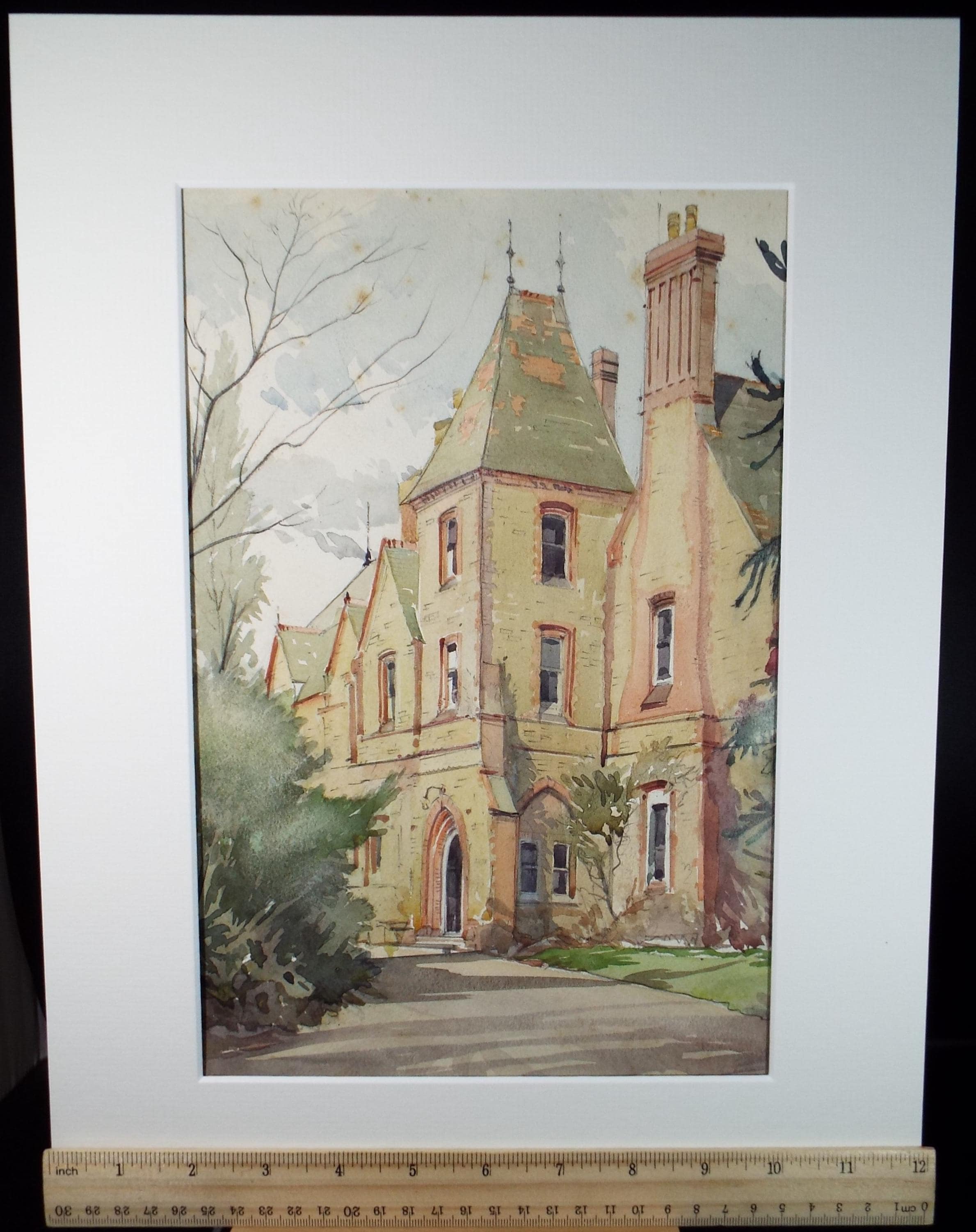 Original Watercolour, 'Devonshire House, Surbiton', 1945, Unknown artist