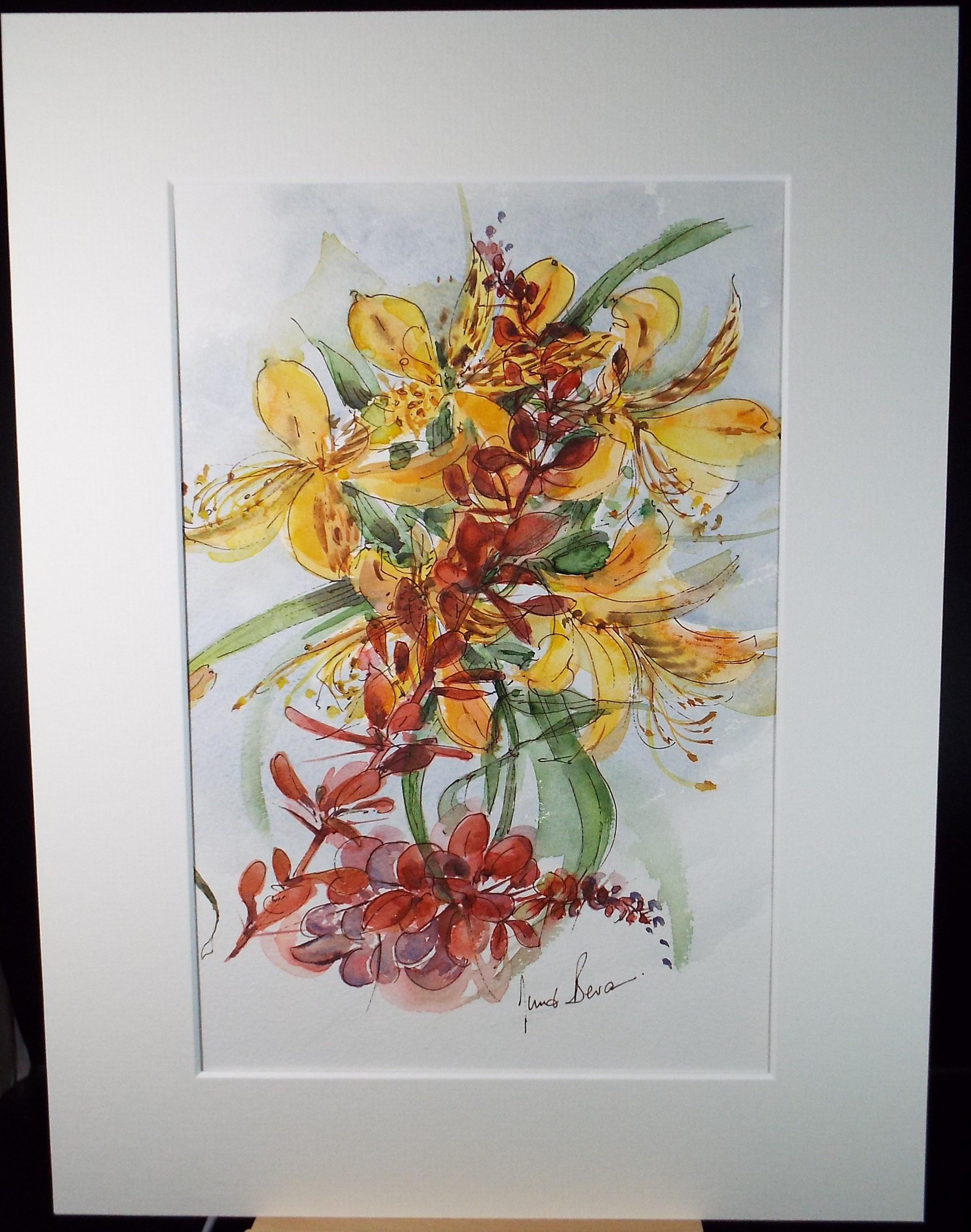 Original Watercolour,'Lily study', June Bevan, Circa 1990's