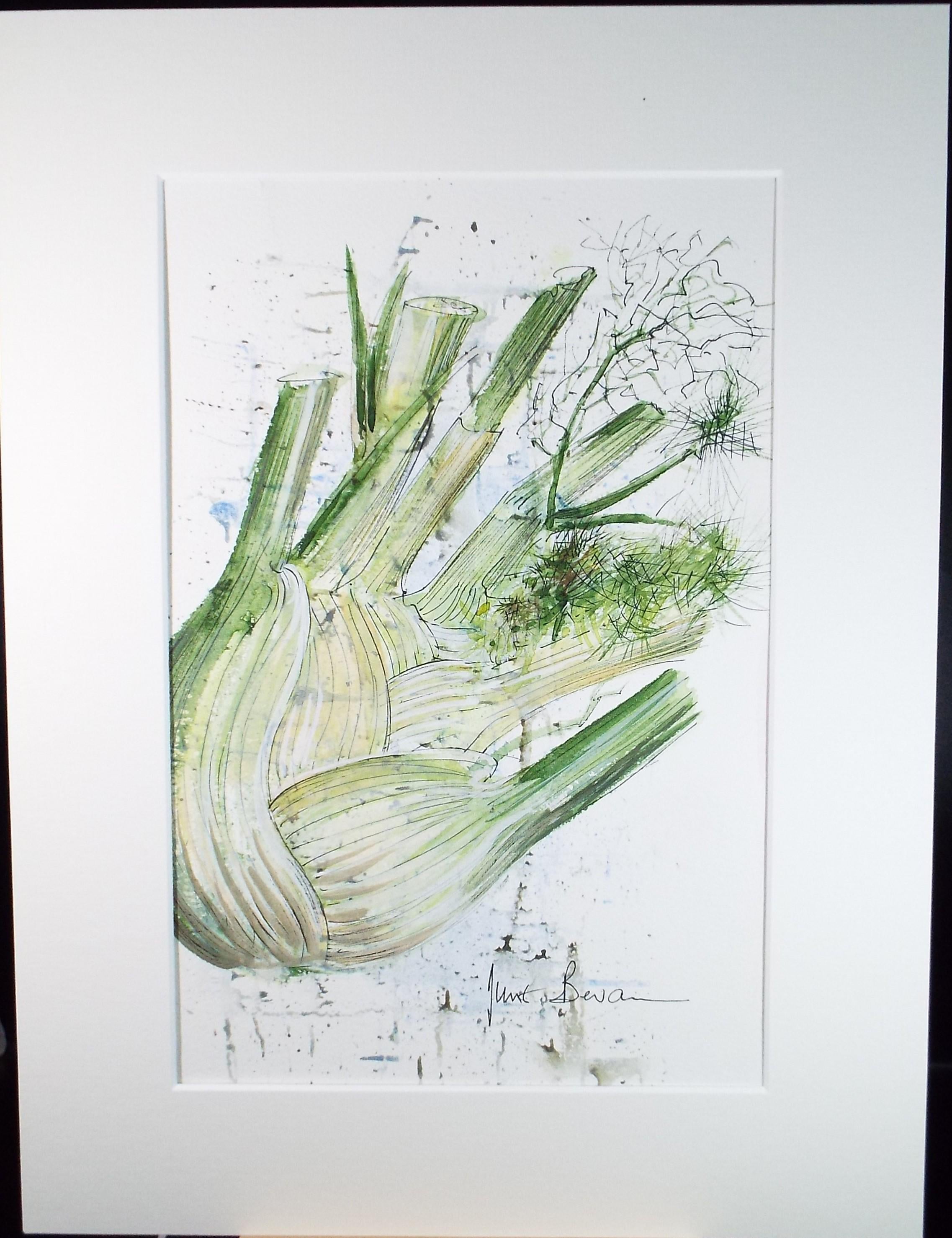 Original Watercolour,'Fennel Study', June Bevan, Circa 1990's