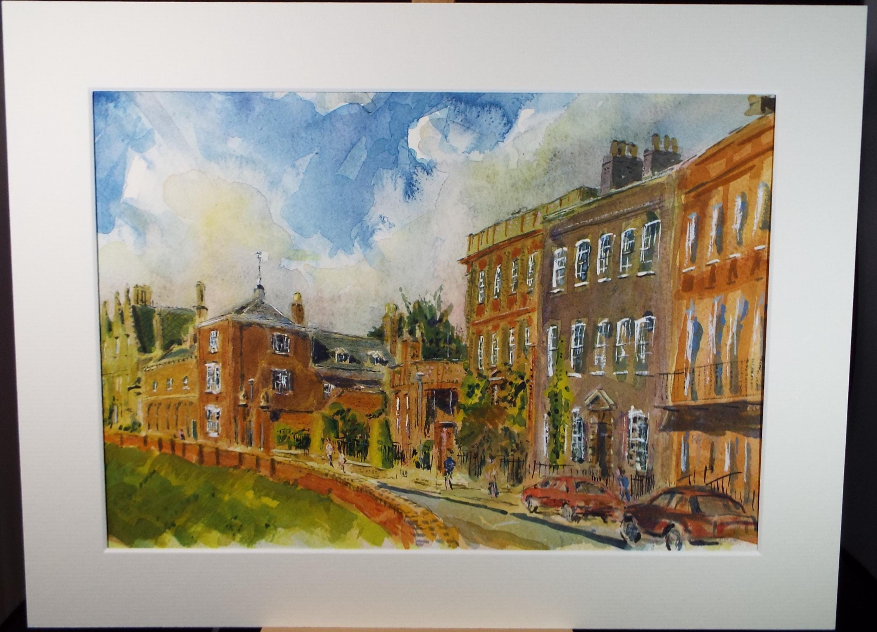 Original Watercolour,'Street Scene with Figures', Roger Alsop, dated 1987
