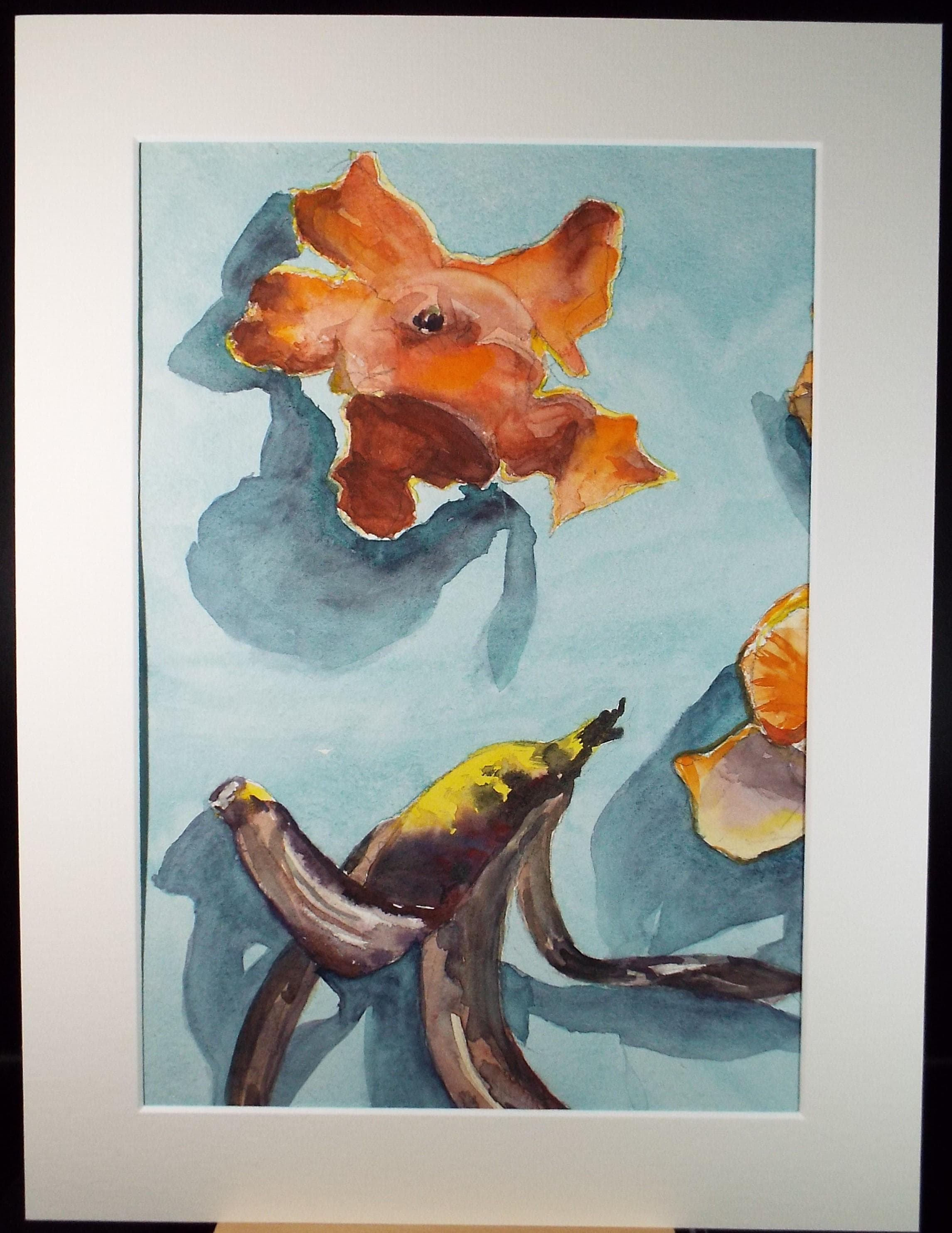Original Watercolour, 'Still Life of Fruit Peel', June Bevan, Circa 1990's