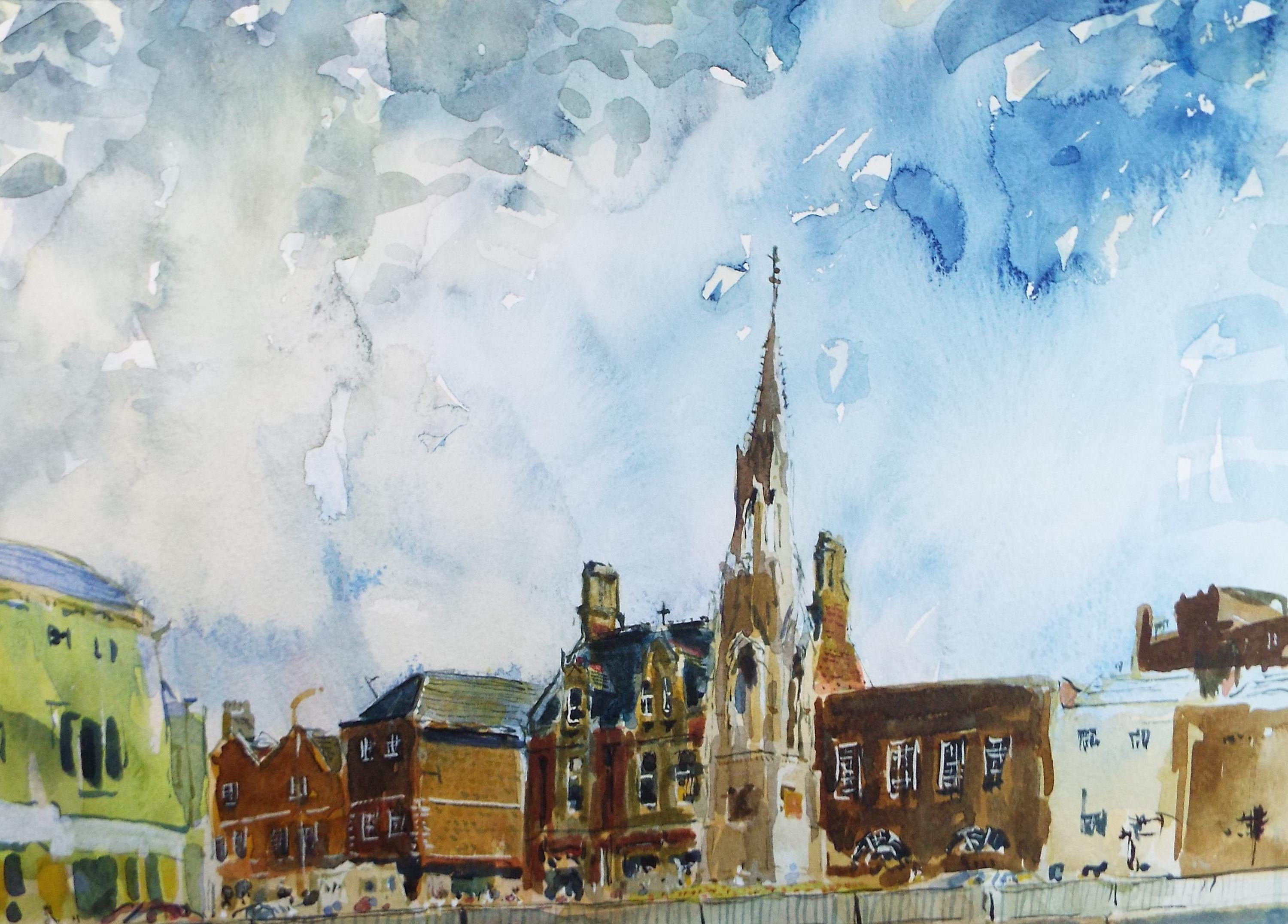 Original Watercolour,'Street scene', Roger Alsop, Dated 1988