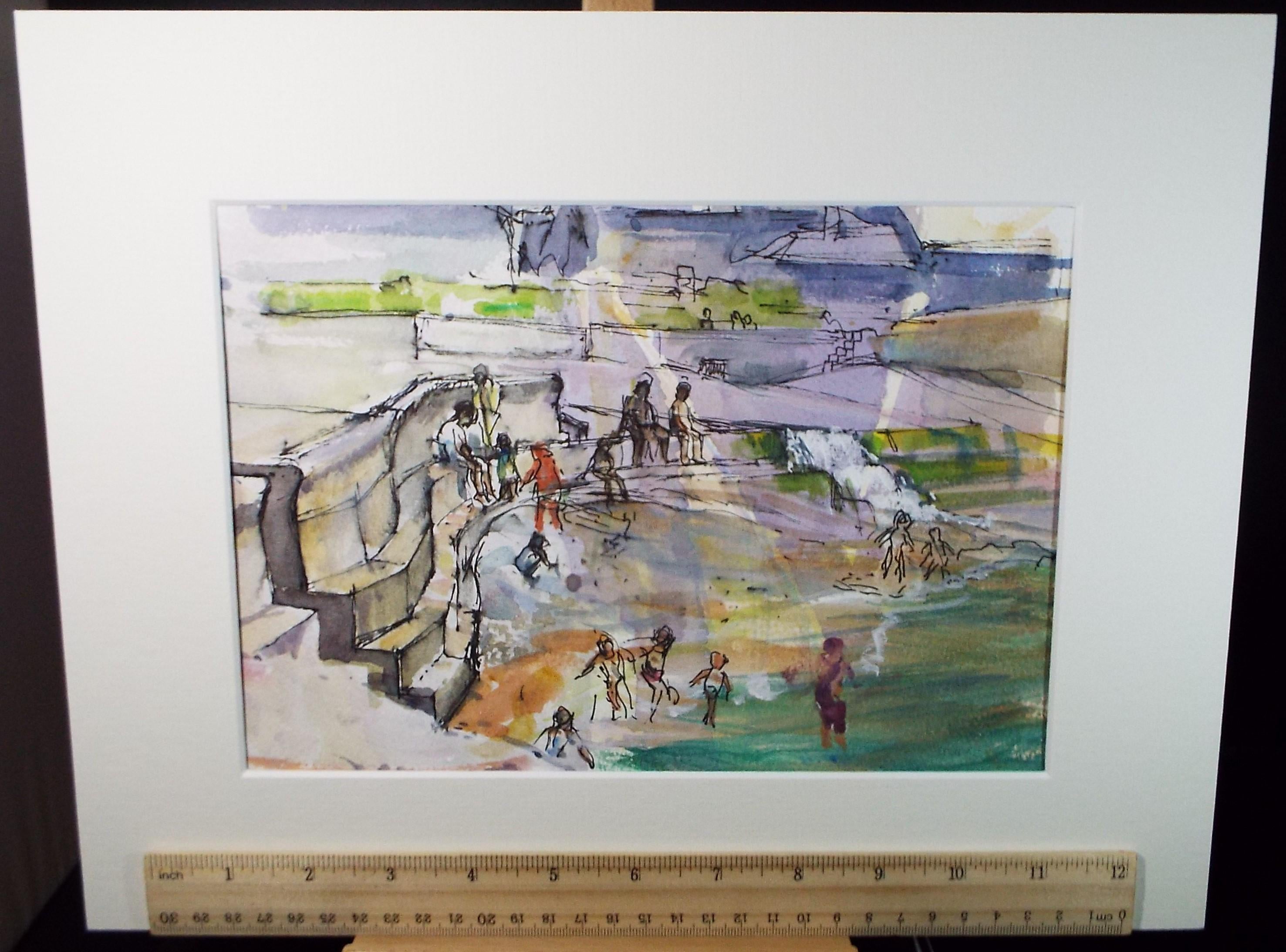 Original Watercolour 'Portholland', Artist unknown, circa 1980's