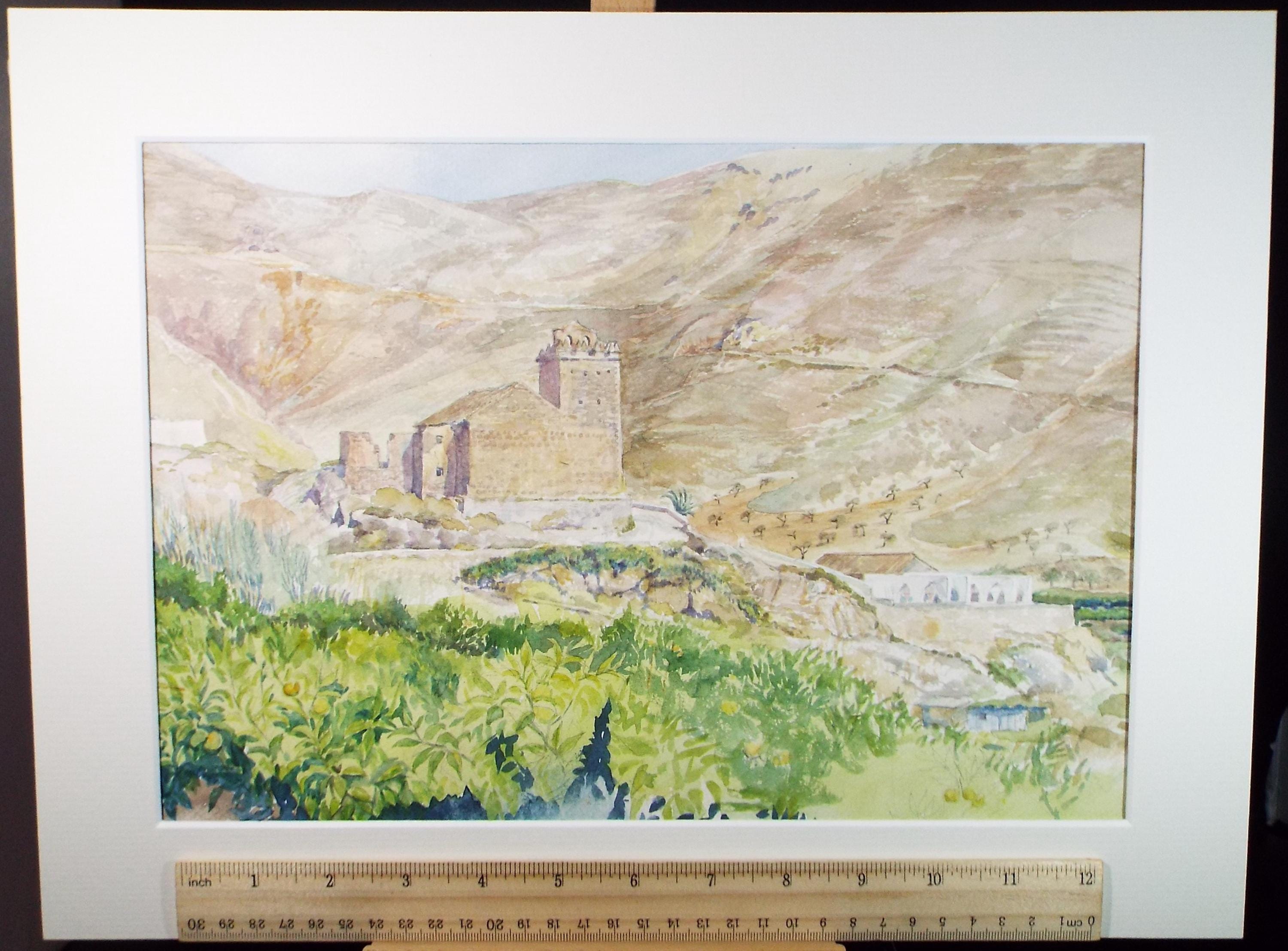 Original Watercolour,'Mountain Village', dated 1982 , Ron Brooker