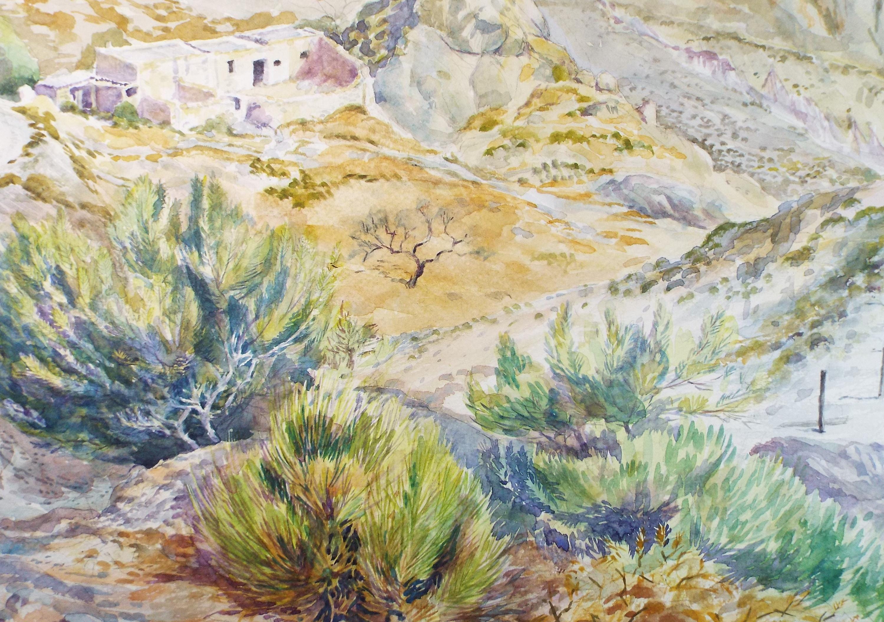 Original Watercolour,'Farmhouse', circa 1980's, Ron Brooker