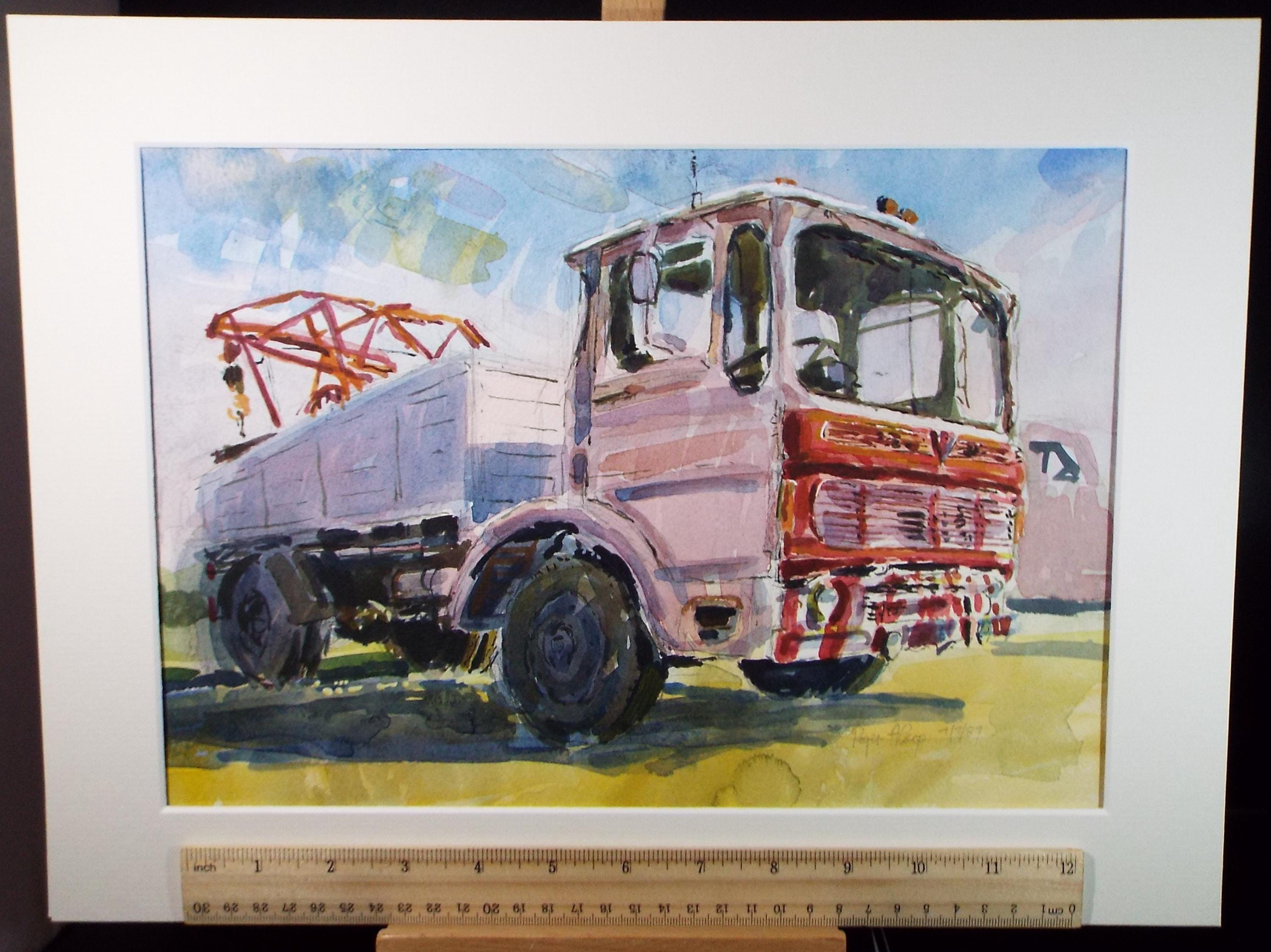 Original Watercolour,'Tipper Truck', Roger Alsop, dated 1987