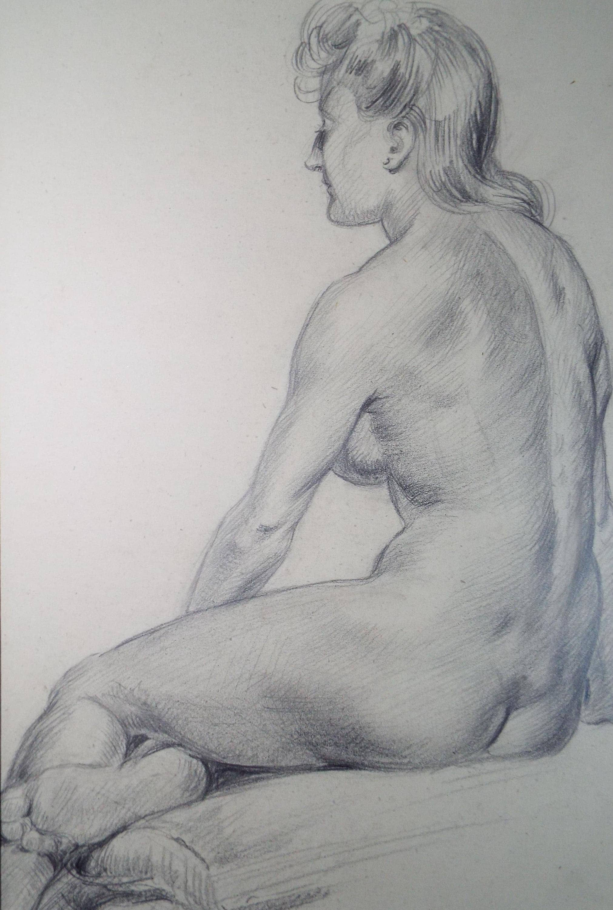 Pencil drawing 'Seated Nude', c1940s, Katherine Rose Edmead 1894-1976
