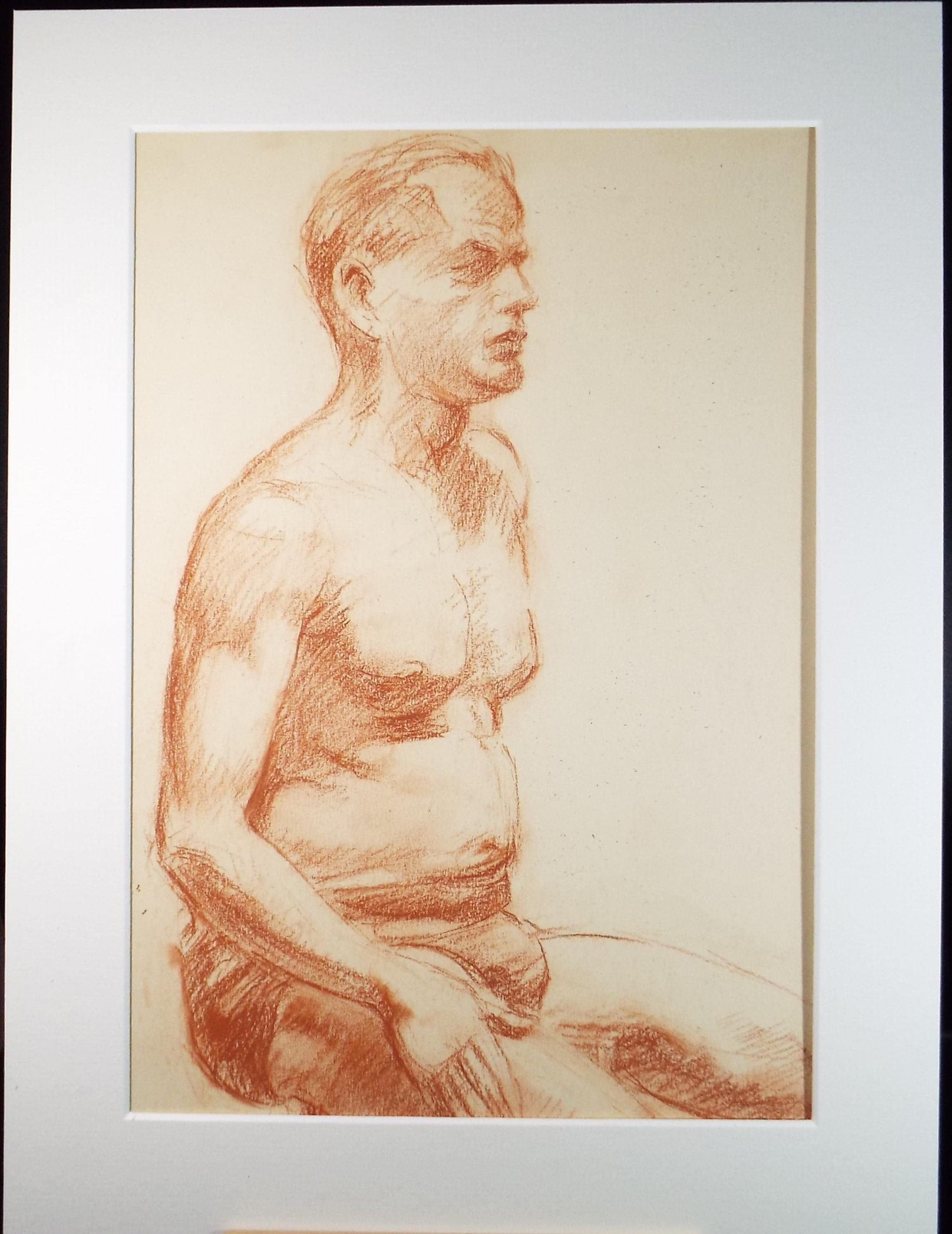 Pastel drawing 'Seated Male Nude', c1940s, Katherine Rose Edmead 1894-1976