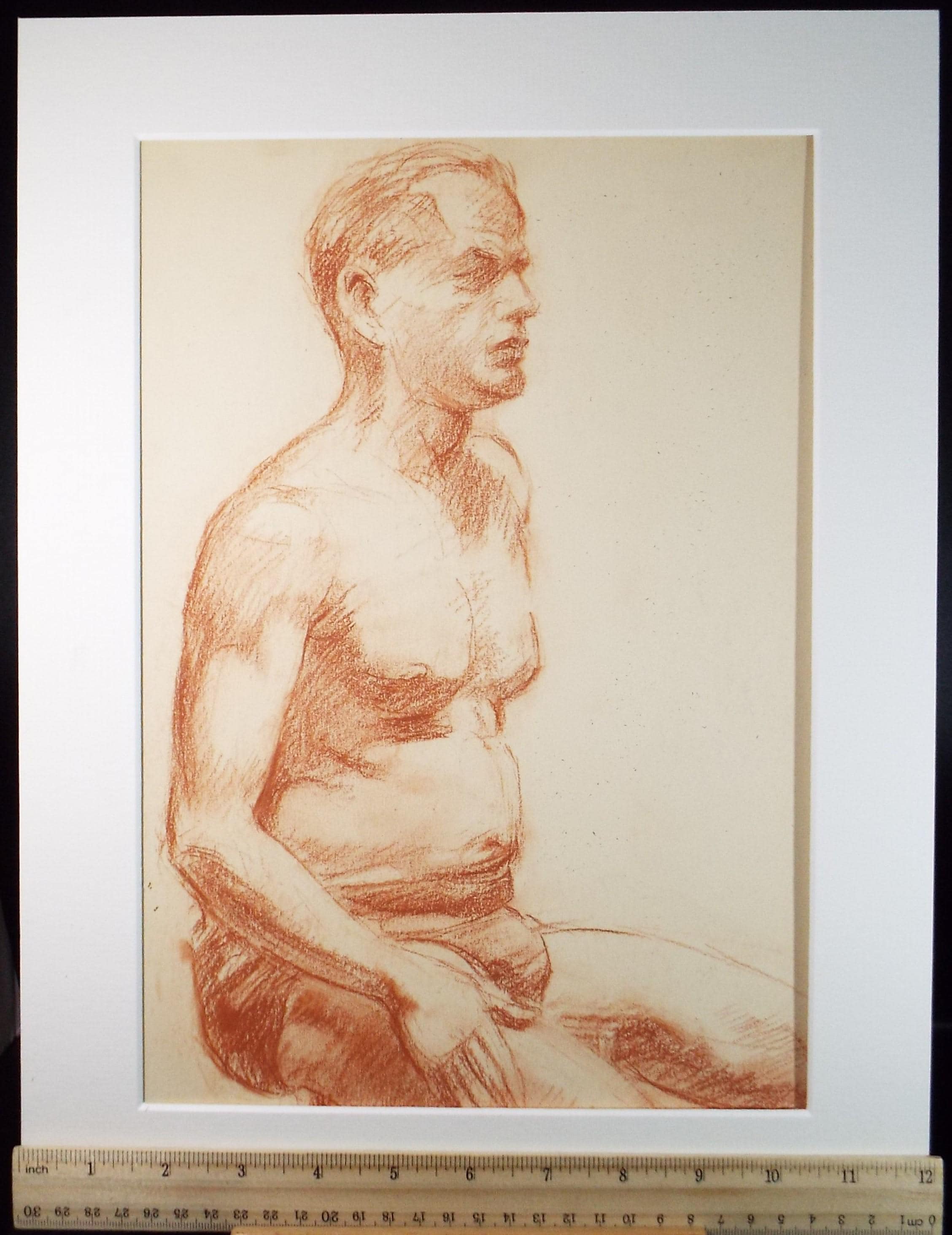 Pastel drawing 'Seated Male Nude', c1940s, Katherine Rose Edmead 1894-1976