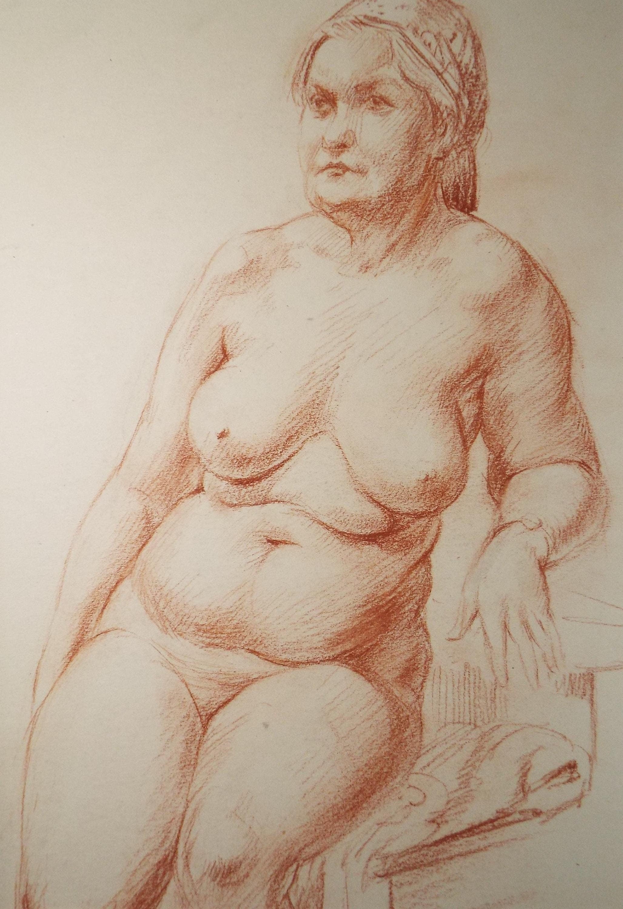 Pastel drawing 'Seated Nude', c1940s, Katherine Rose Edmead 1894-1976