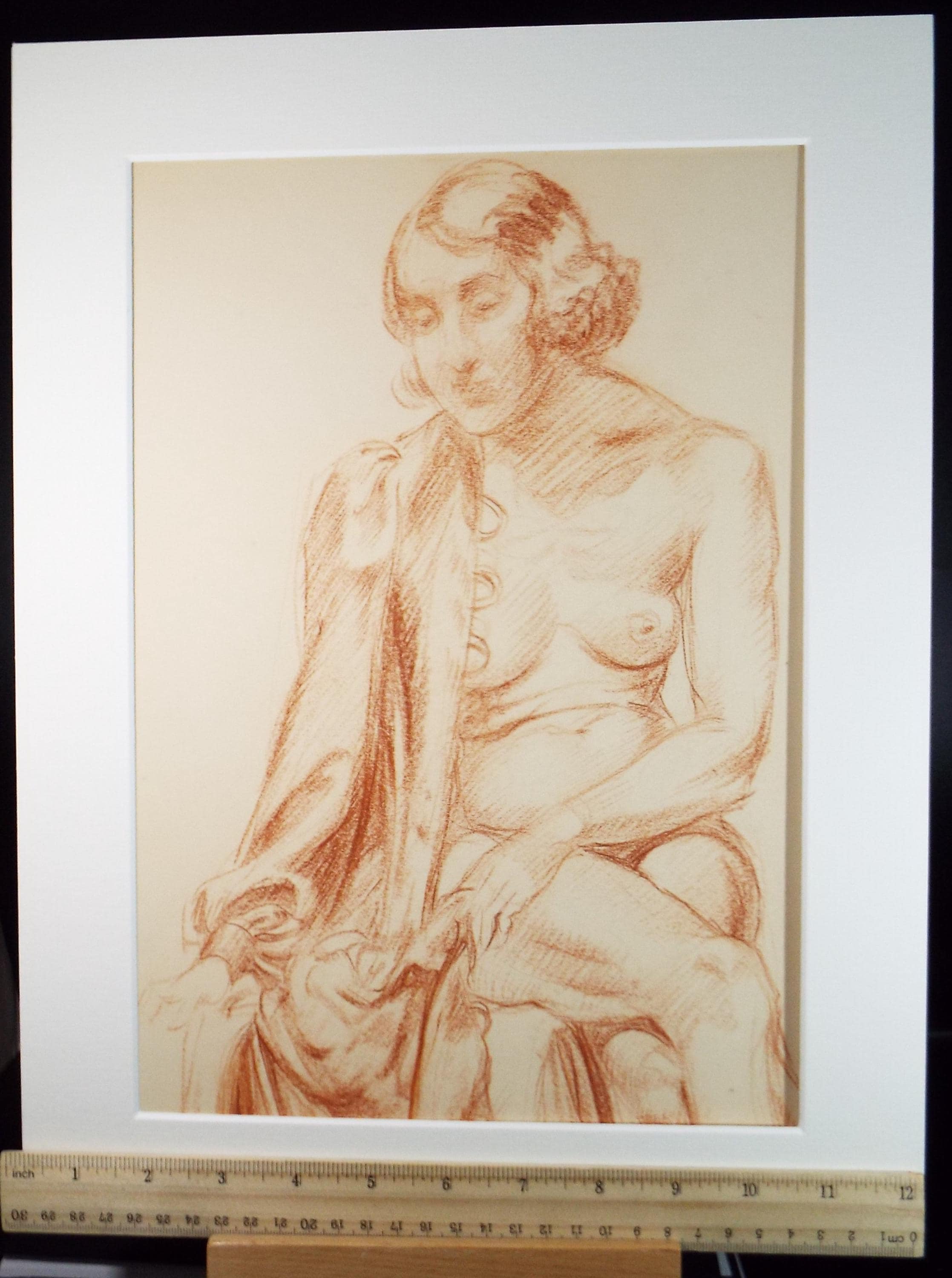 Pastel drawing 'Seated Nude', c1940s, Katherine Rose Edmead 1894-1976