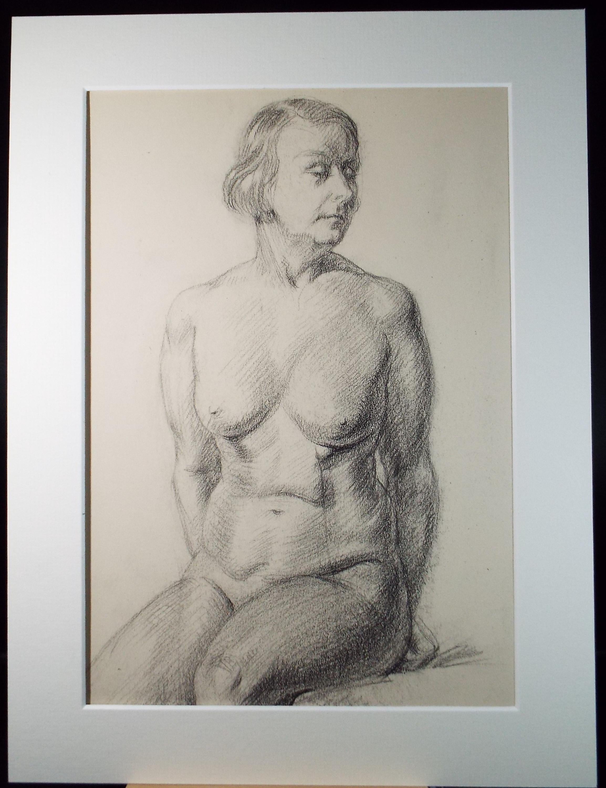 Pastel drawing 'Seated Nude', c1940s, Katherine Rose Edmead 1894-1976