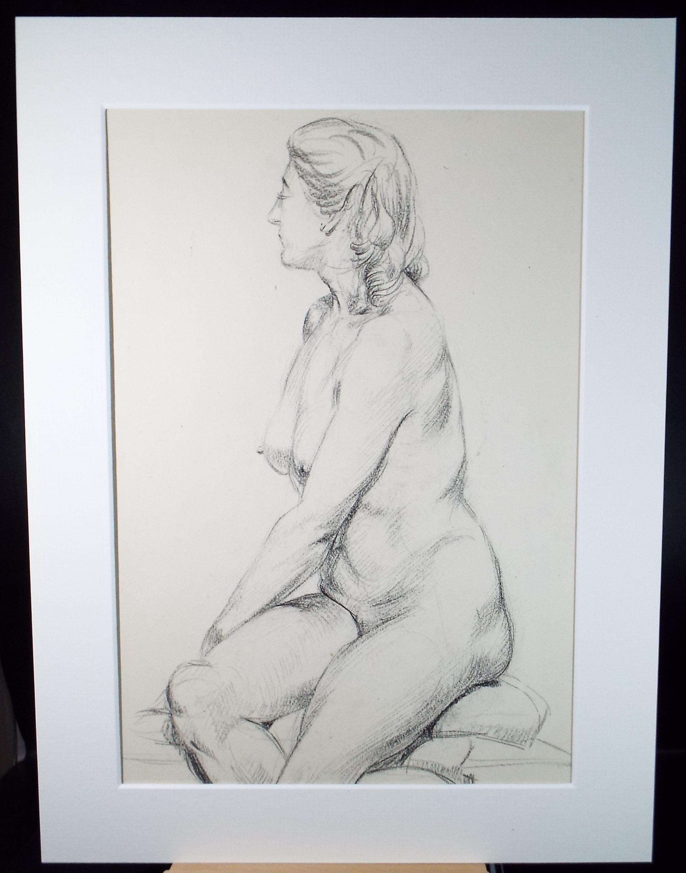 Pastel drawing 'Seated Nude', c1940s, Katherine Rose Edmead 1894-1976