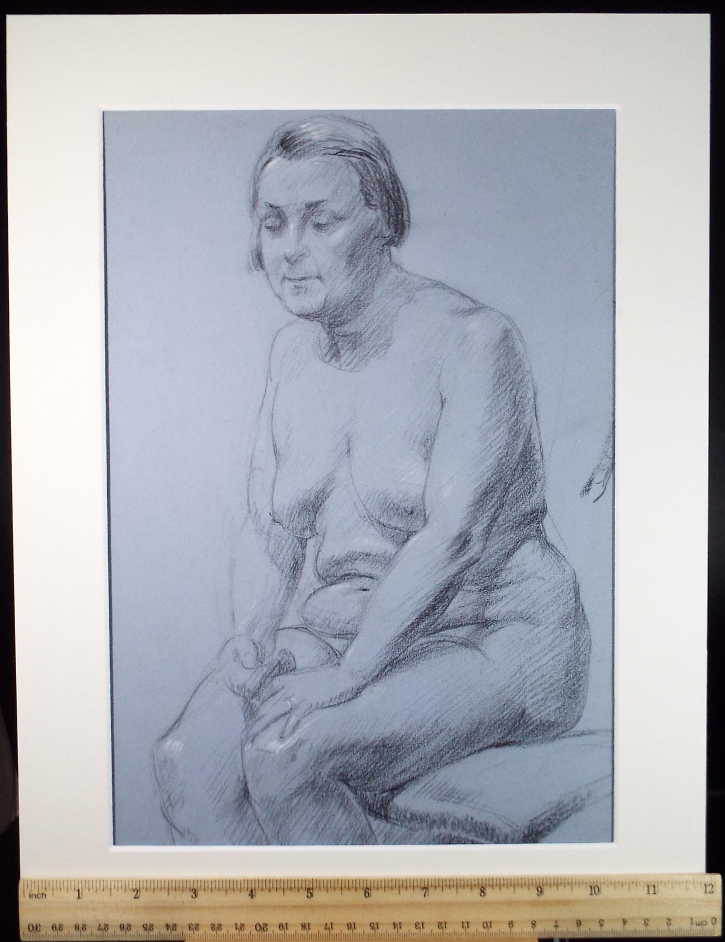 Pastel drawing 'Seated Nude', c1940s, Katherine Rose Edmead 1894-1976