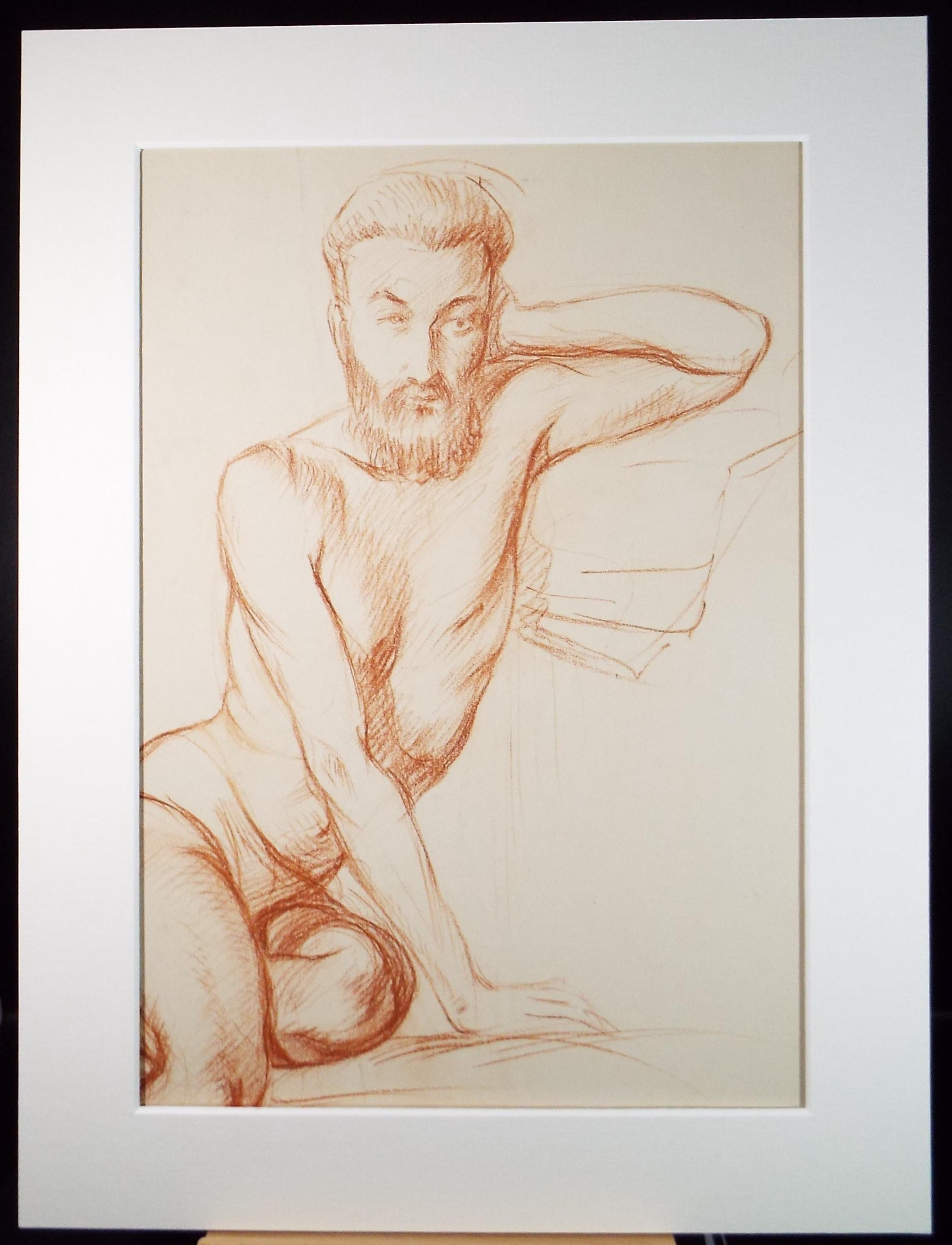 Pastel drawing 'Seated Male Nude', c1940s, Katherine Rose Edmead 1894-1976
