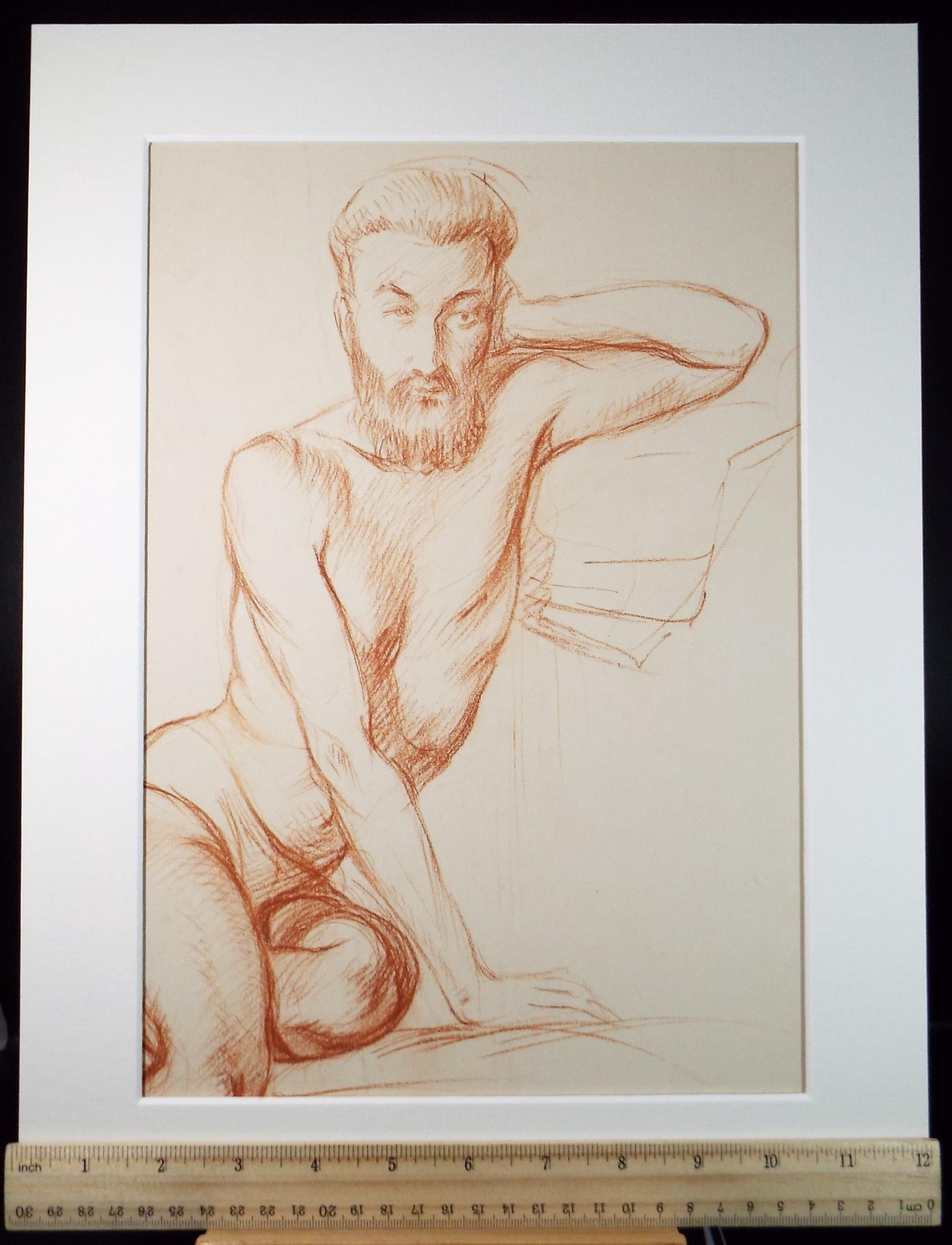 Pastel drawing 'Seated Male Nude', c1940s, Katherine Rose Edmead 1894-1976