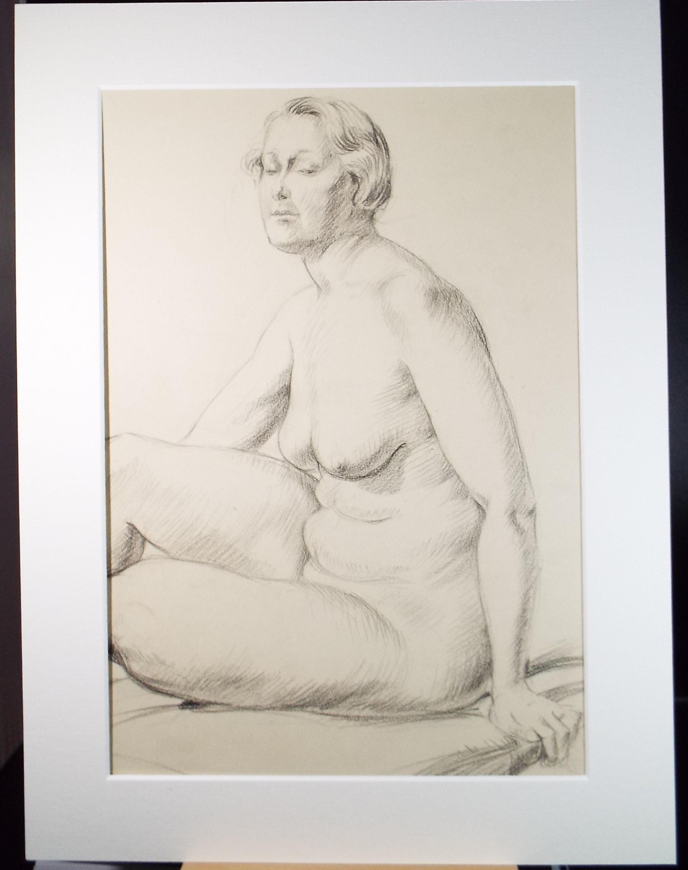 Pastel drawing 'Seated Nude', c1940s, Katherine Rose Edmead 1894-1976