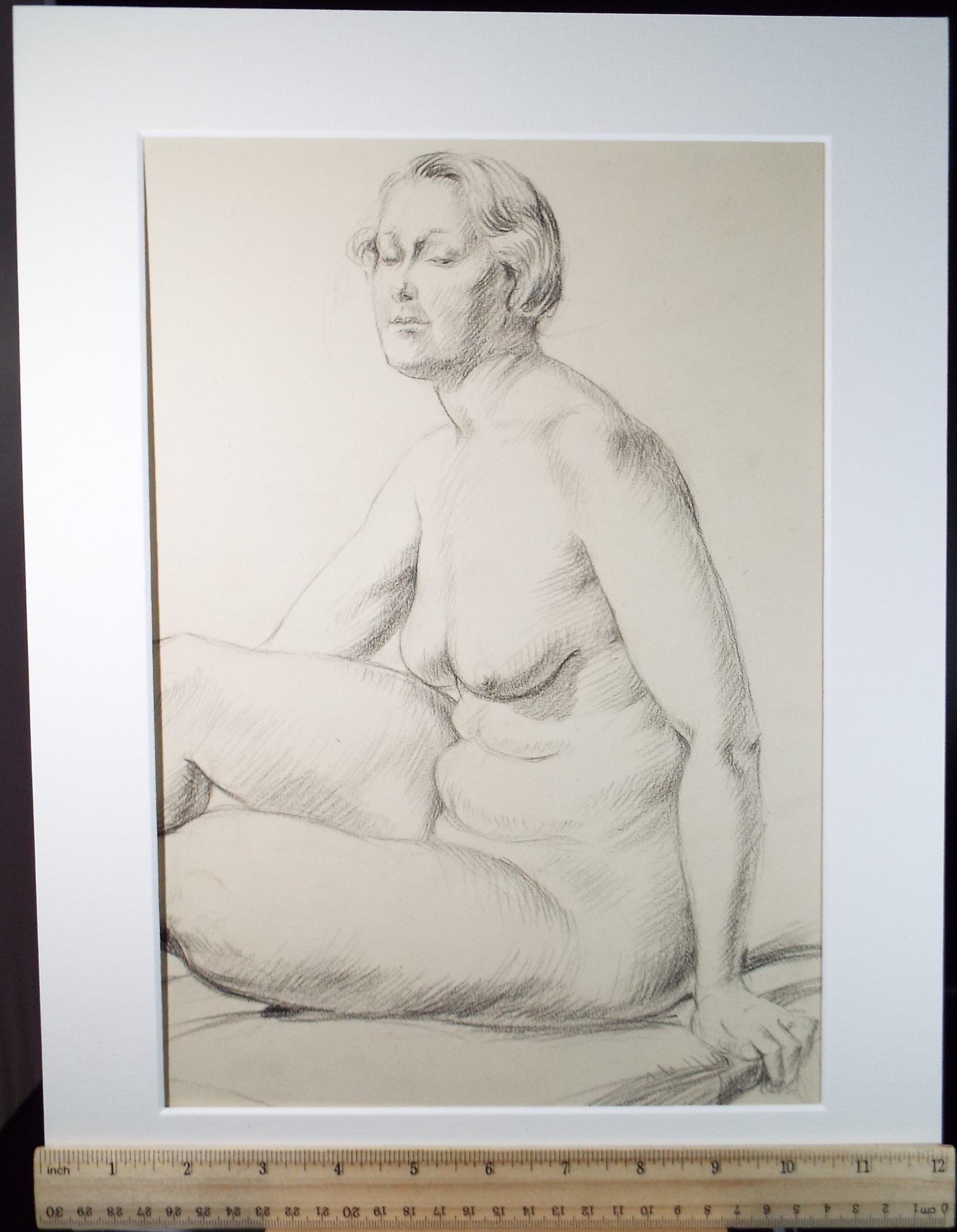 Pastel drawing 'Seated Nude', c1940s, Katherine Rose Edmead 1894-1976