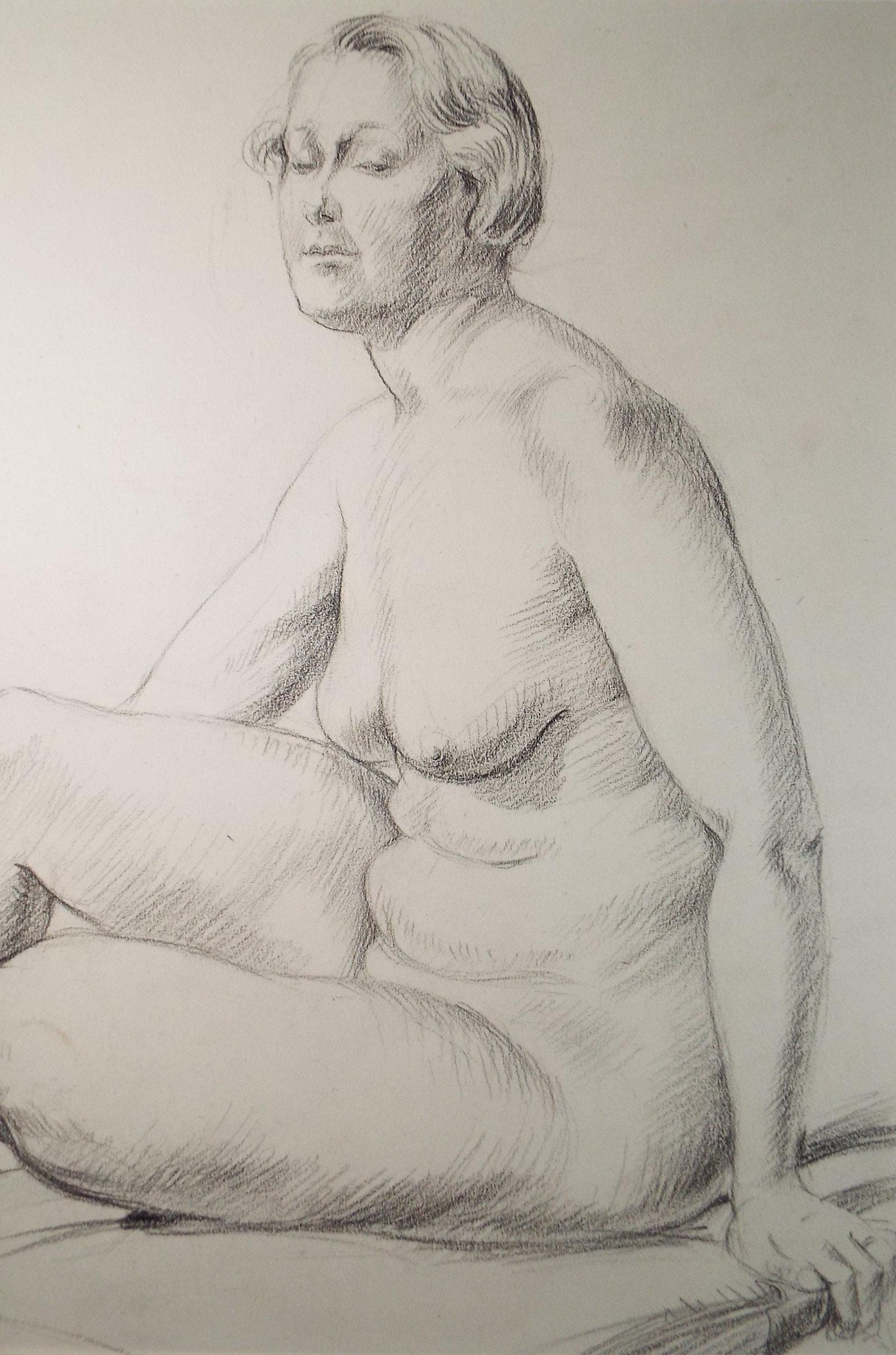 Pastel drawing 'Seated Nude', c1940s, Katherine Rose Edmead 1894-1976
