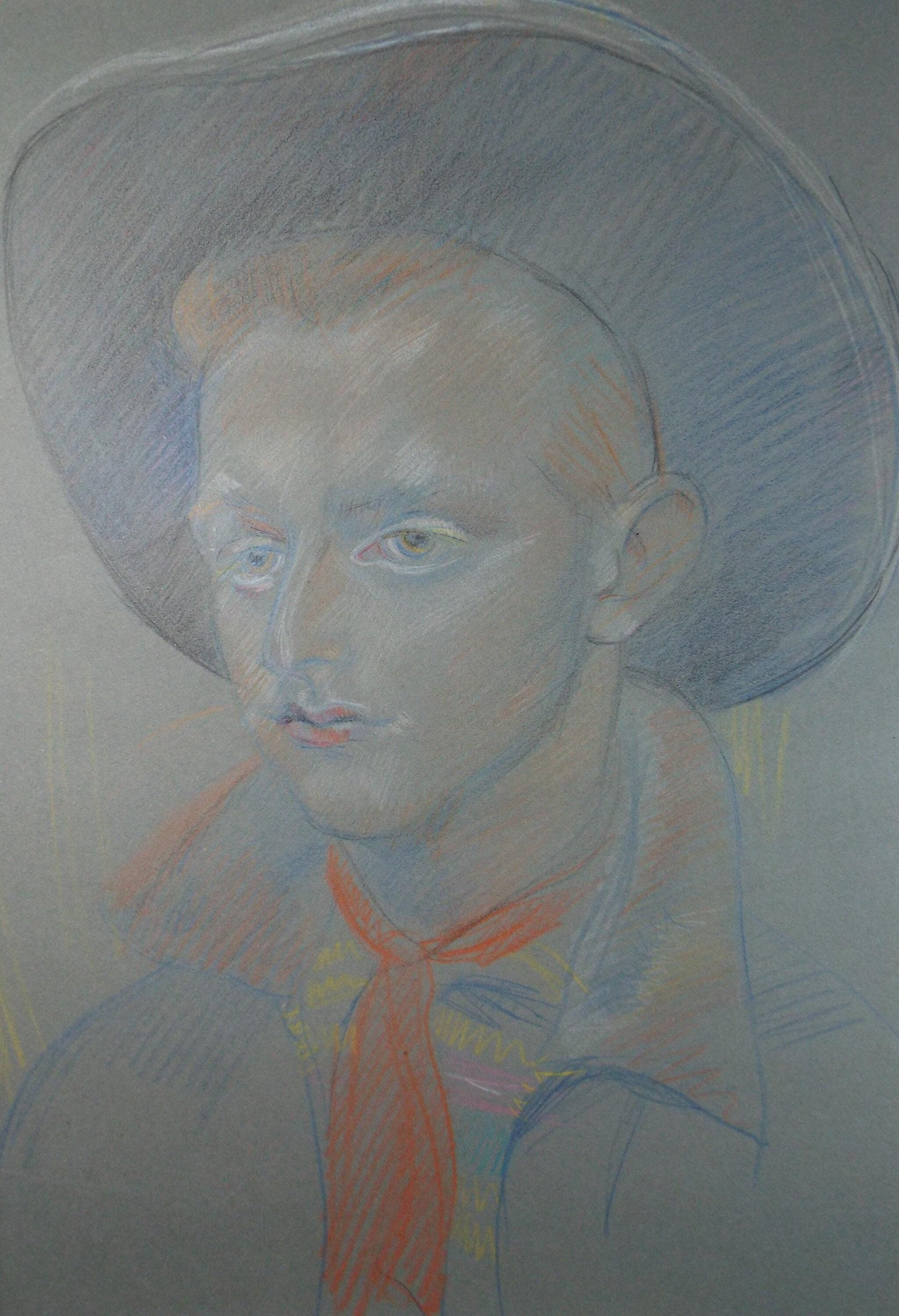 Original Pastel Drawing, 'Circus Cowboy', c1950s, Athene Andrade (1908-1973)