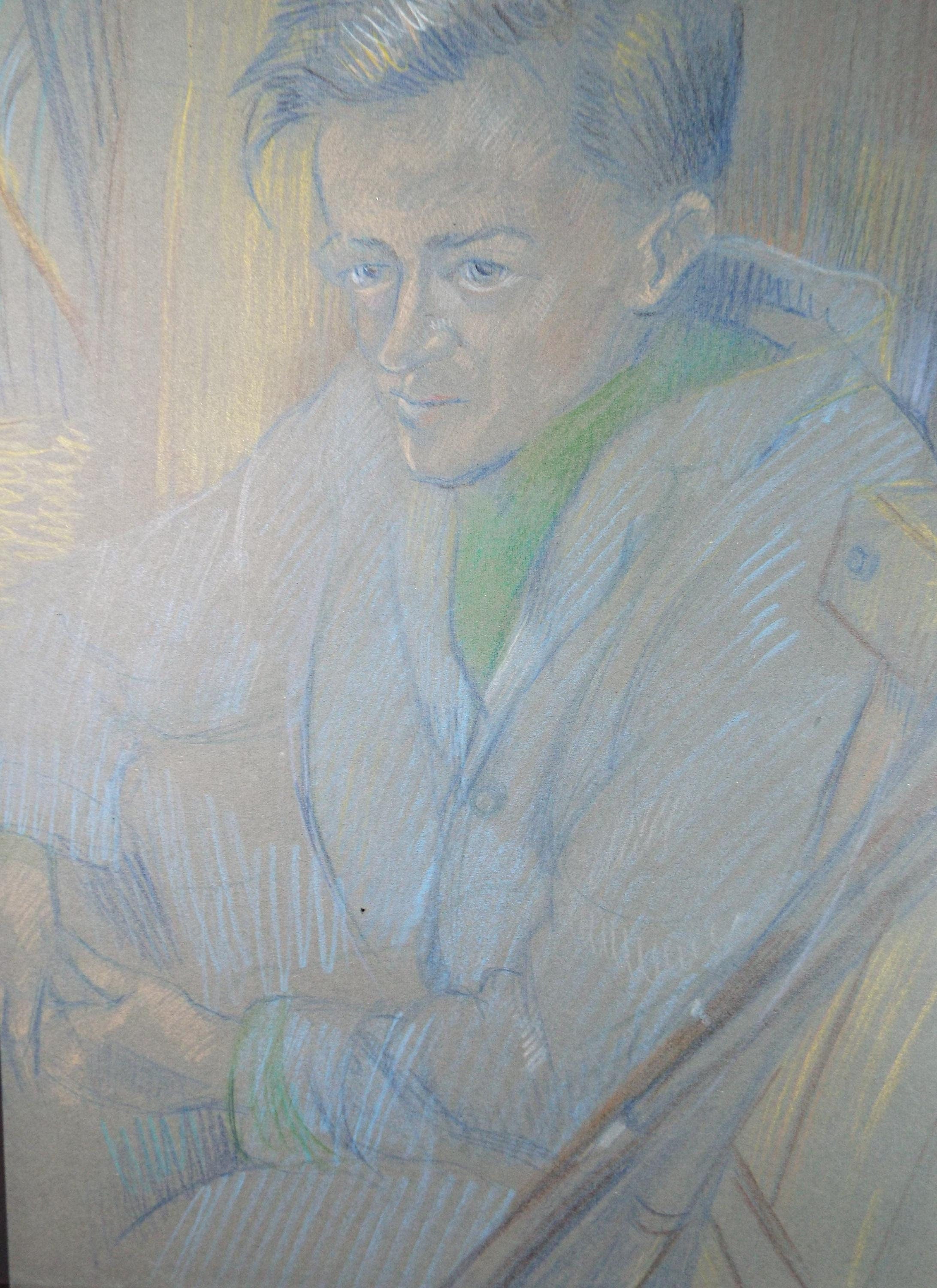 Original Pastel Drawing, 'Circus Hand', c1950s, Athene Andrade (1908-1973)