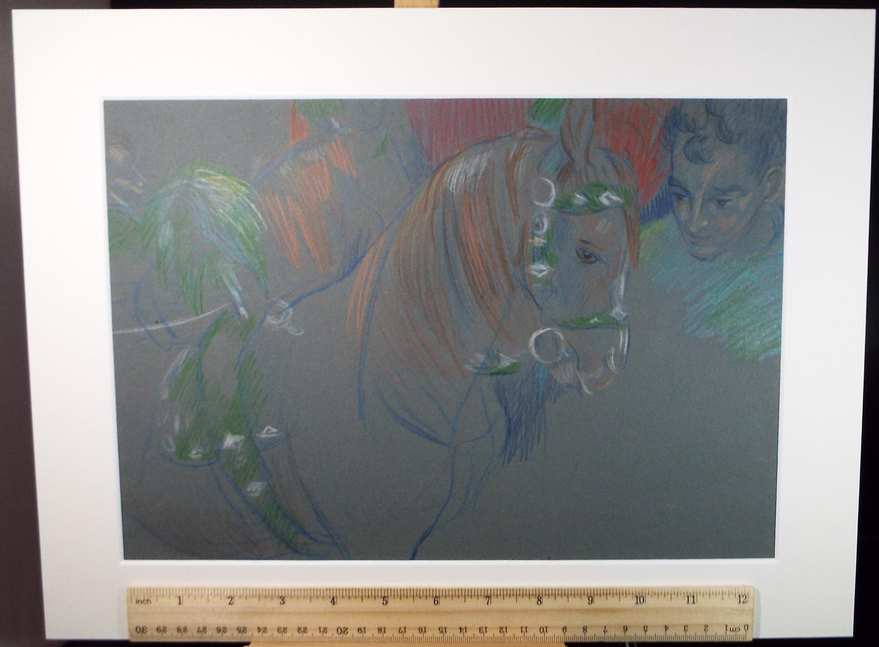 Original Pastel Drawing, 'Circus Horse', c1950s, Athene Andrade (1908-1973)