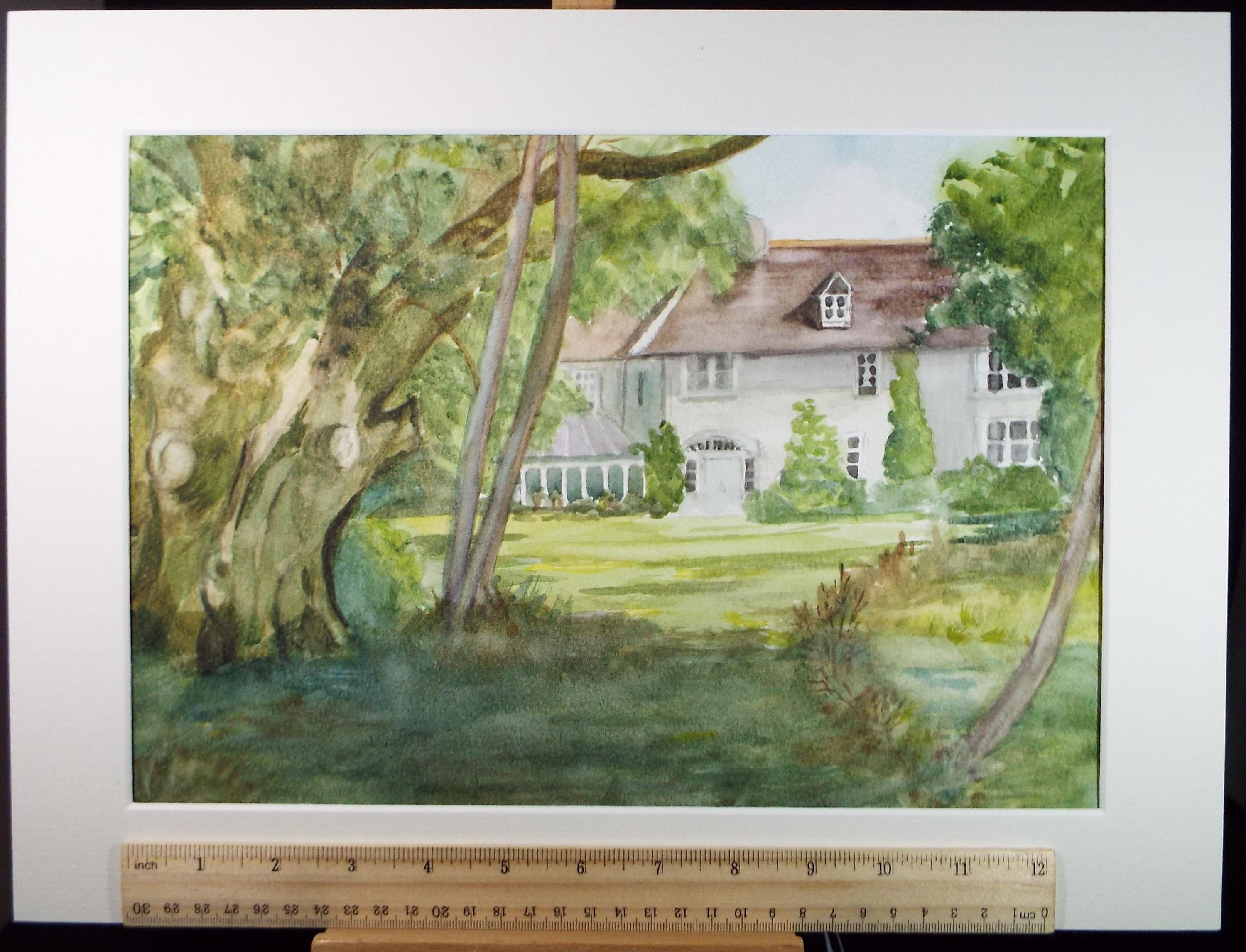 Original Watercolour , 'Country house and Garden' Circa 1980's, artist Unknown