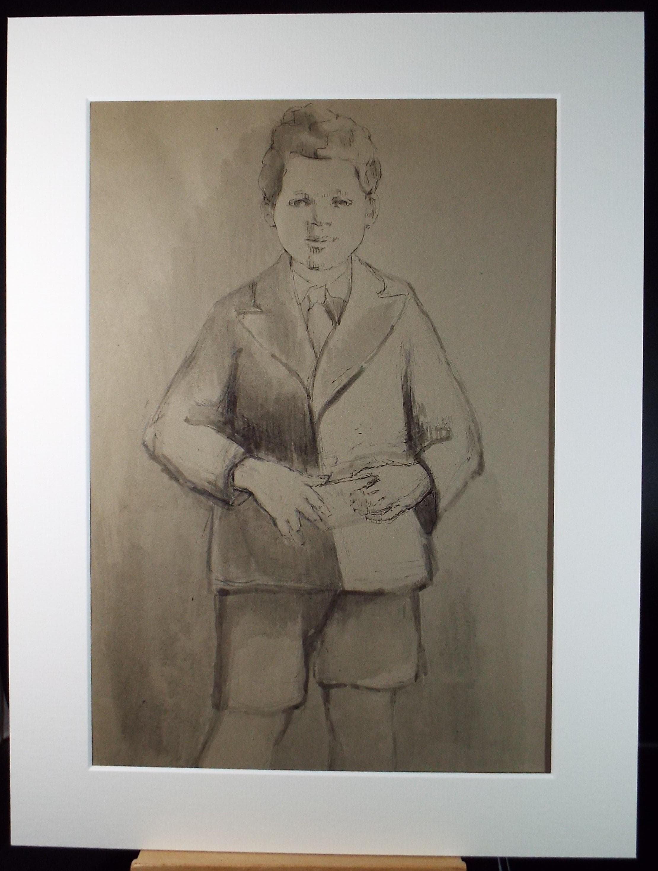 Original Watercolour, 'Study of a boy', Circa 1940's, Hilda Burford (1887-1957)