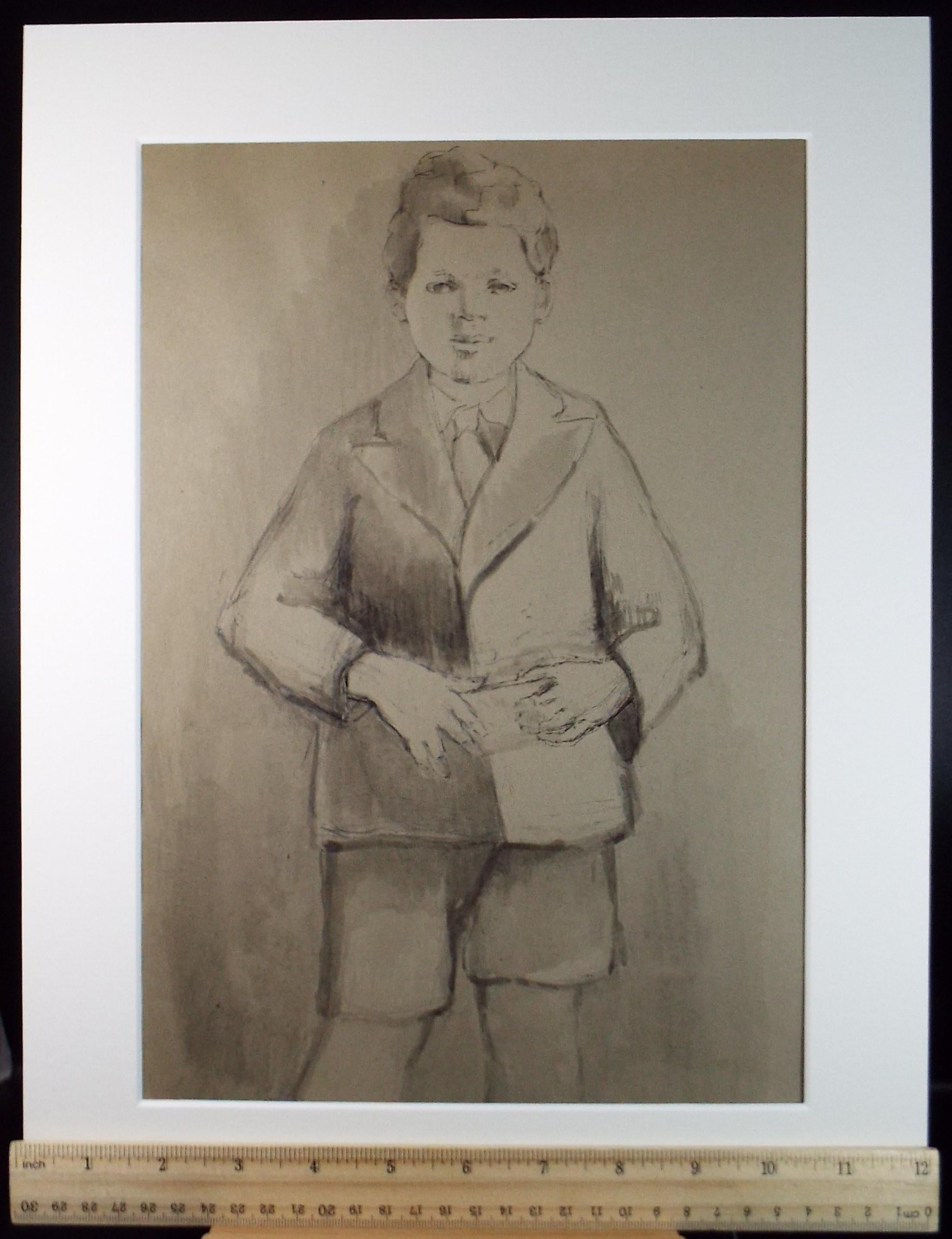 Original Watercolour, 'Study of a boy', Circa 1940's, Hilda Burford (1887-1957)