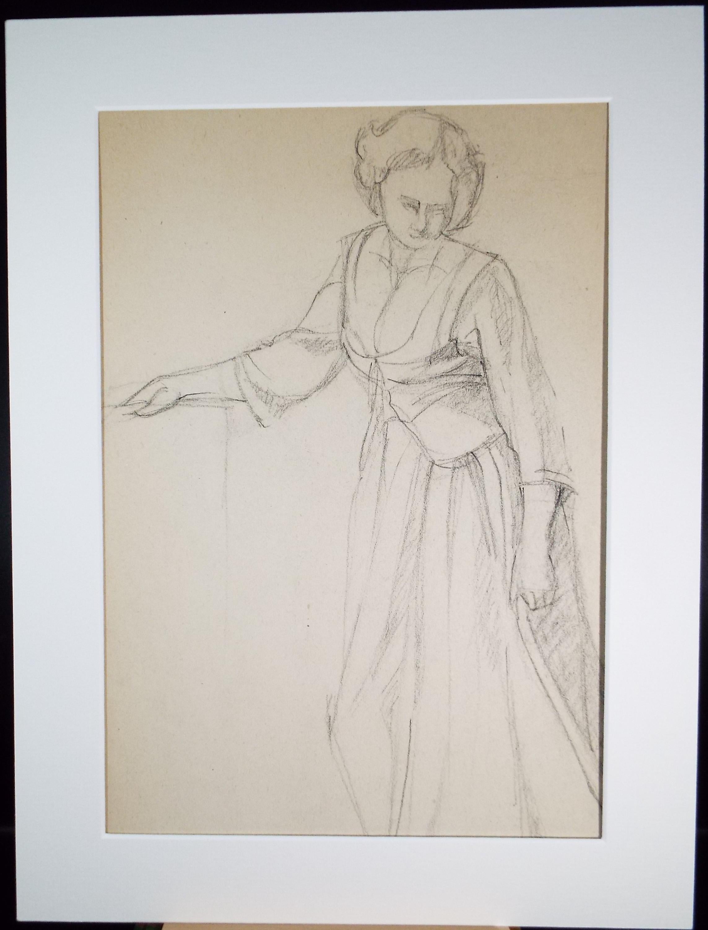 Pencil drawing 'Standing Woman', c1950s, C.D. Finley