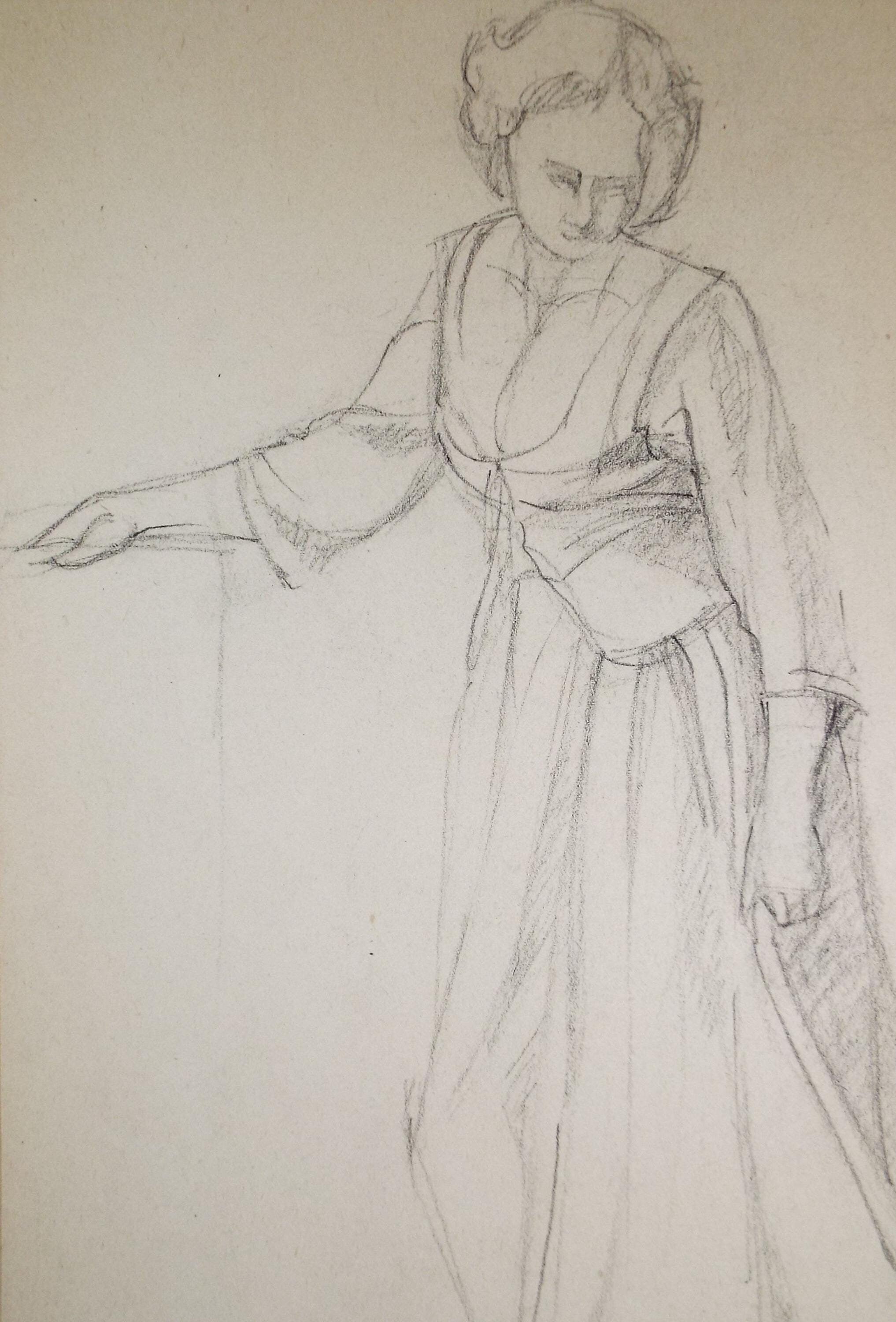 Pencil drawing 'Standing Woman', c1950s, C.D. Finley