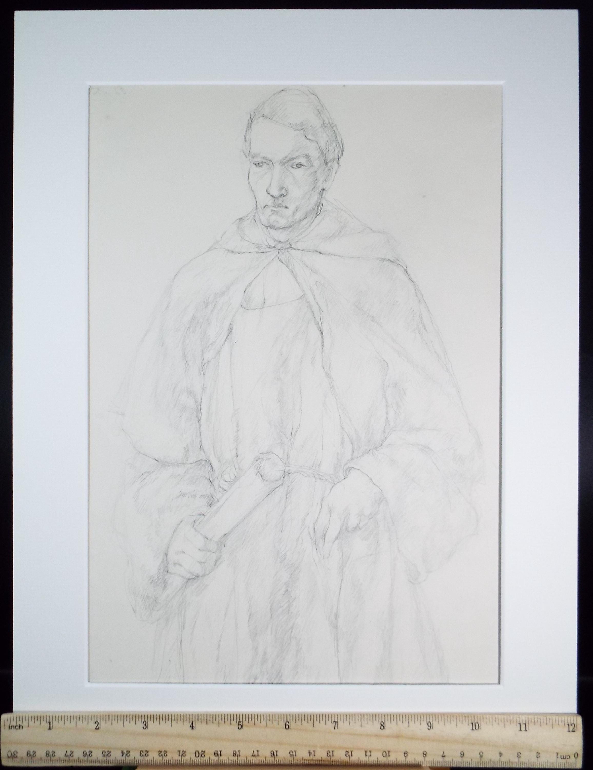 Pencil drawing 'Robed Messenger', c1950s, C.D. Finley