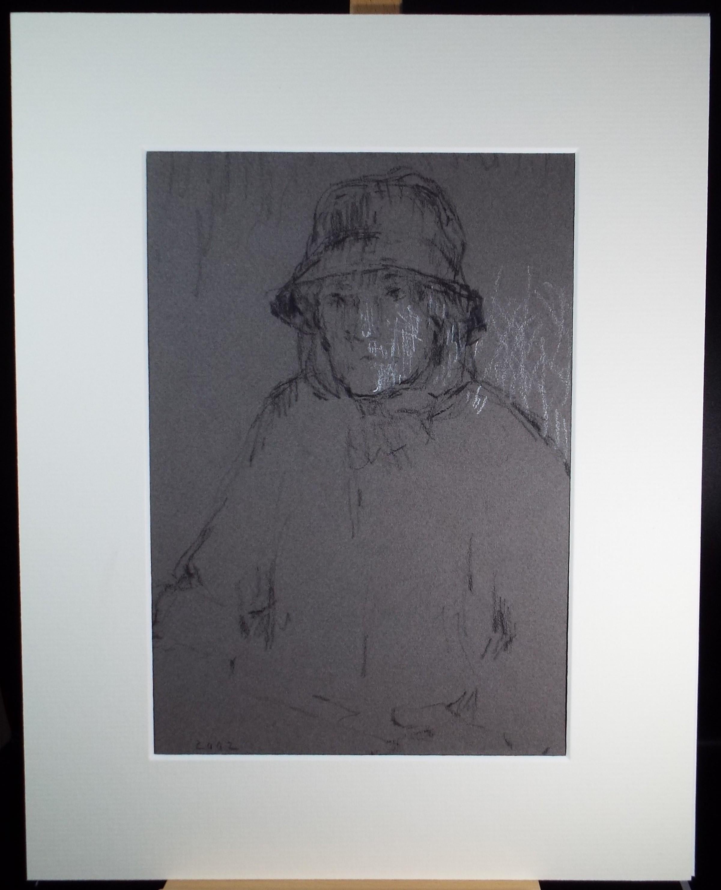 Original Pastel, 'Woman in a Raincoat', 1990's, Mariota Bosanquet 1923 -2022