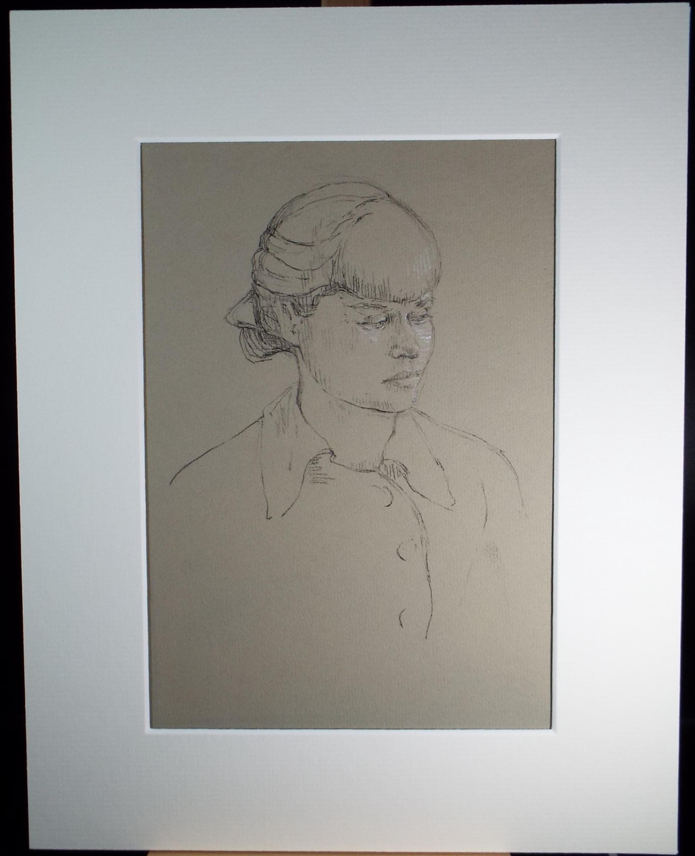 Original Pastel Sketch,'Study of a Girl', Hilda Burford (1887-1957), 1940's