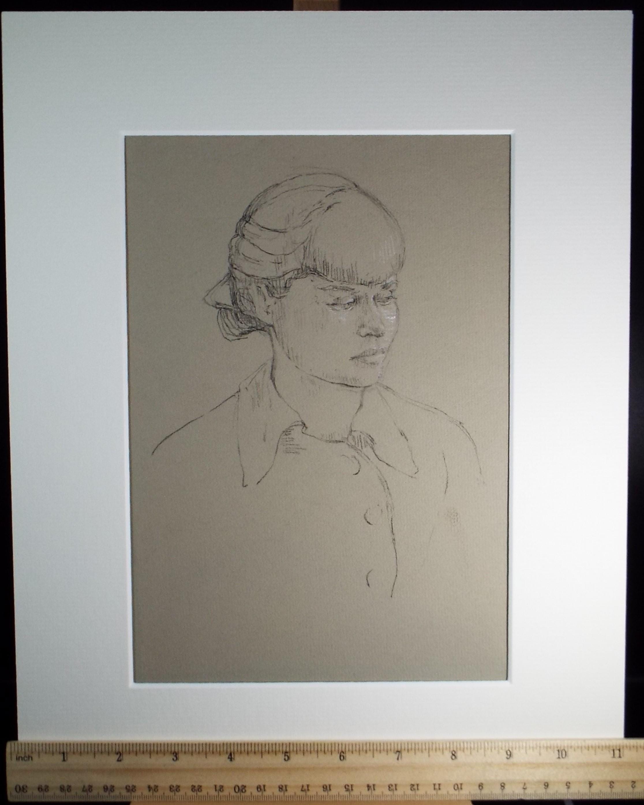 Original Pastel Sketch,'Study of a Girl', Hilda Burford (1887-1957), 1940's