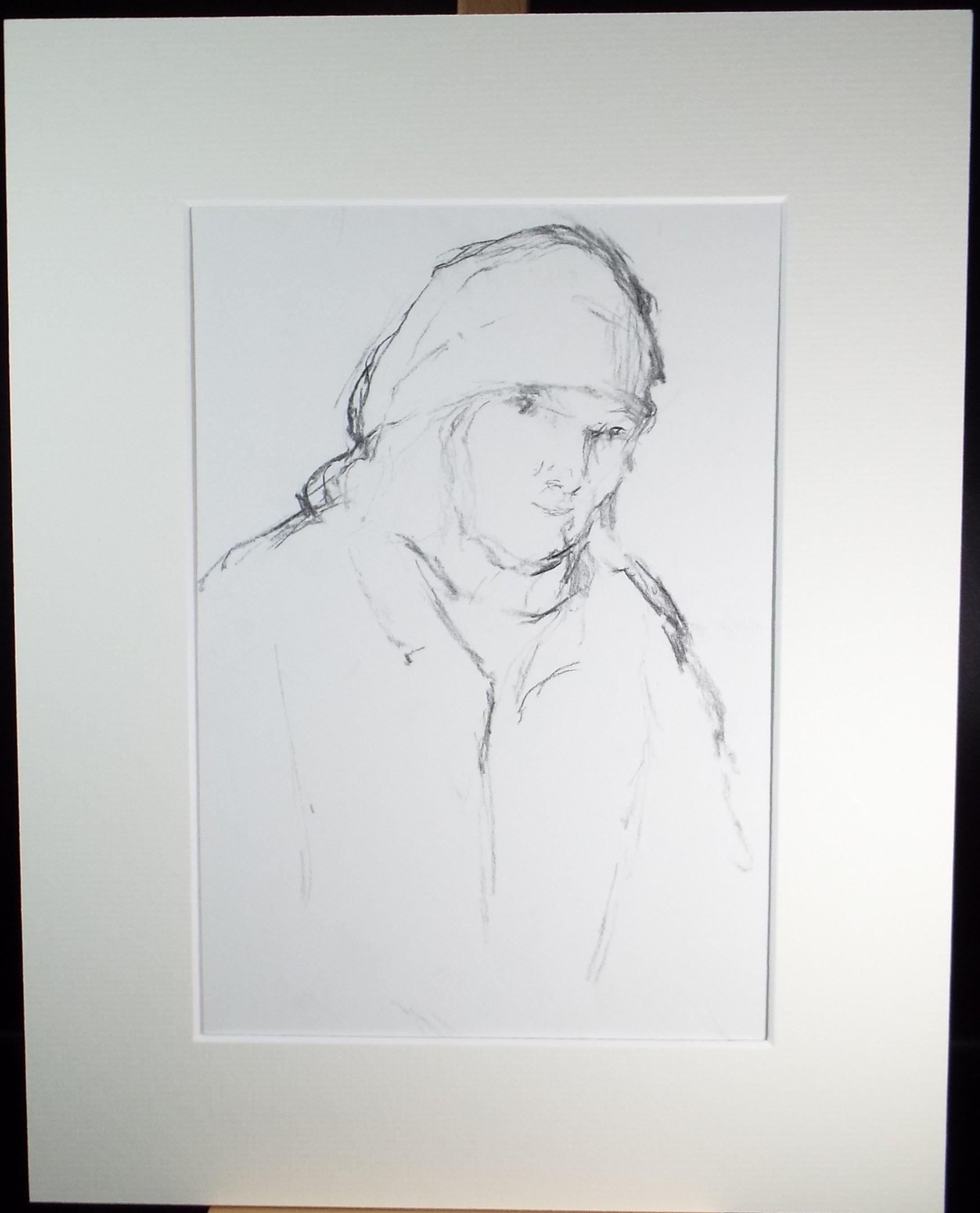 Original Pastel, 'Woman in a Headscarf', 1990's, Mariota Bosanquet 1923 -2022