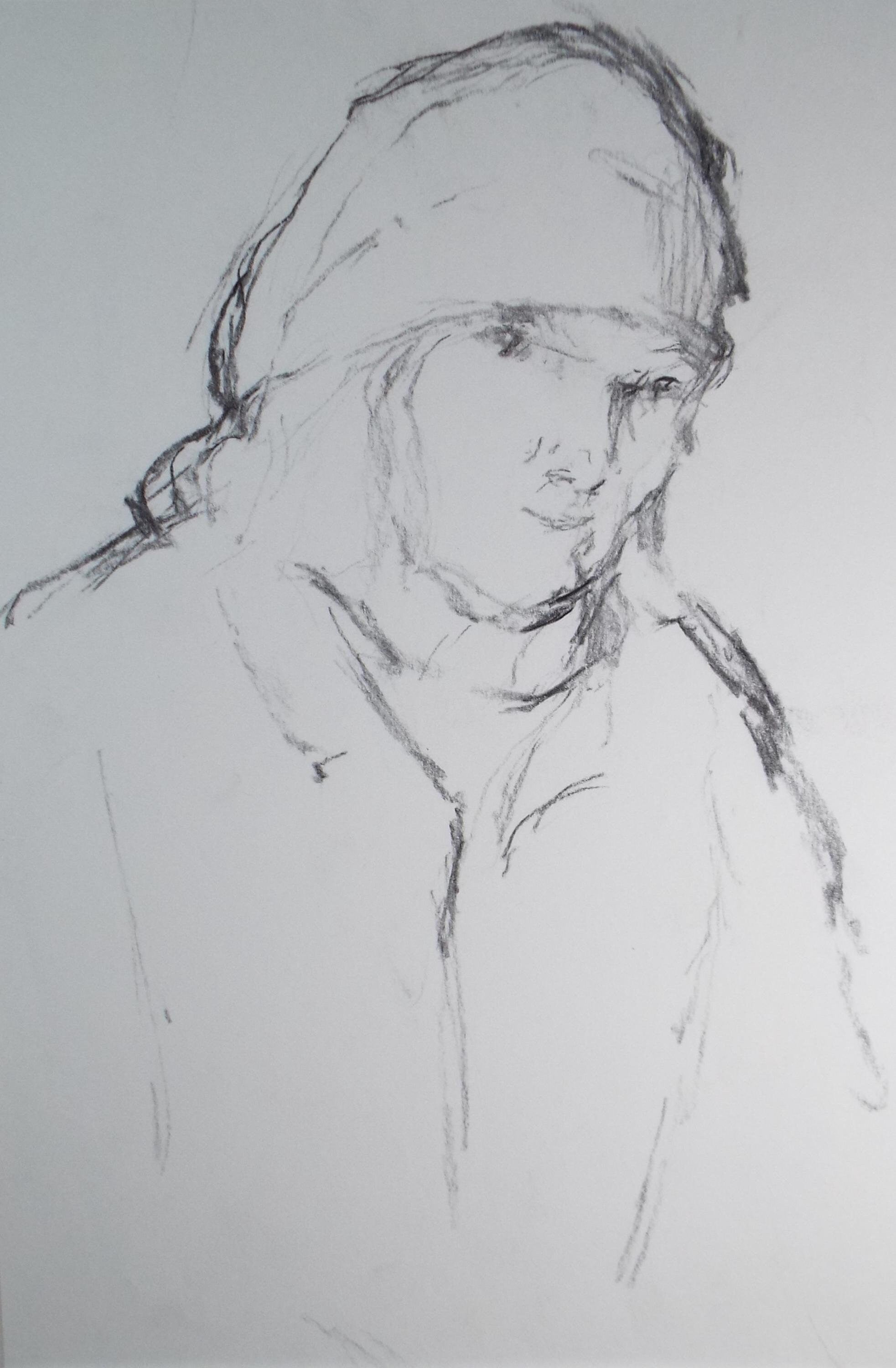 Original Pastel, 'Woman in a Headscarf', 1990's, Mariota Bosanquet 1923 -2022