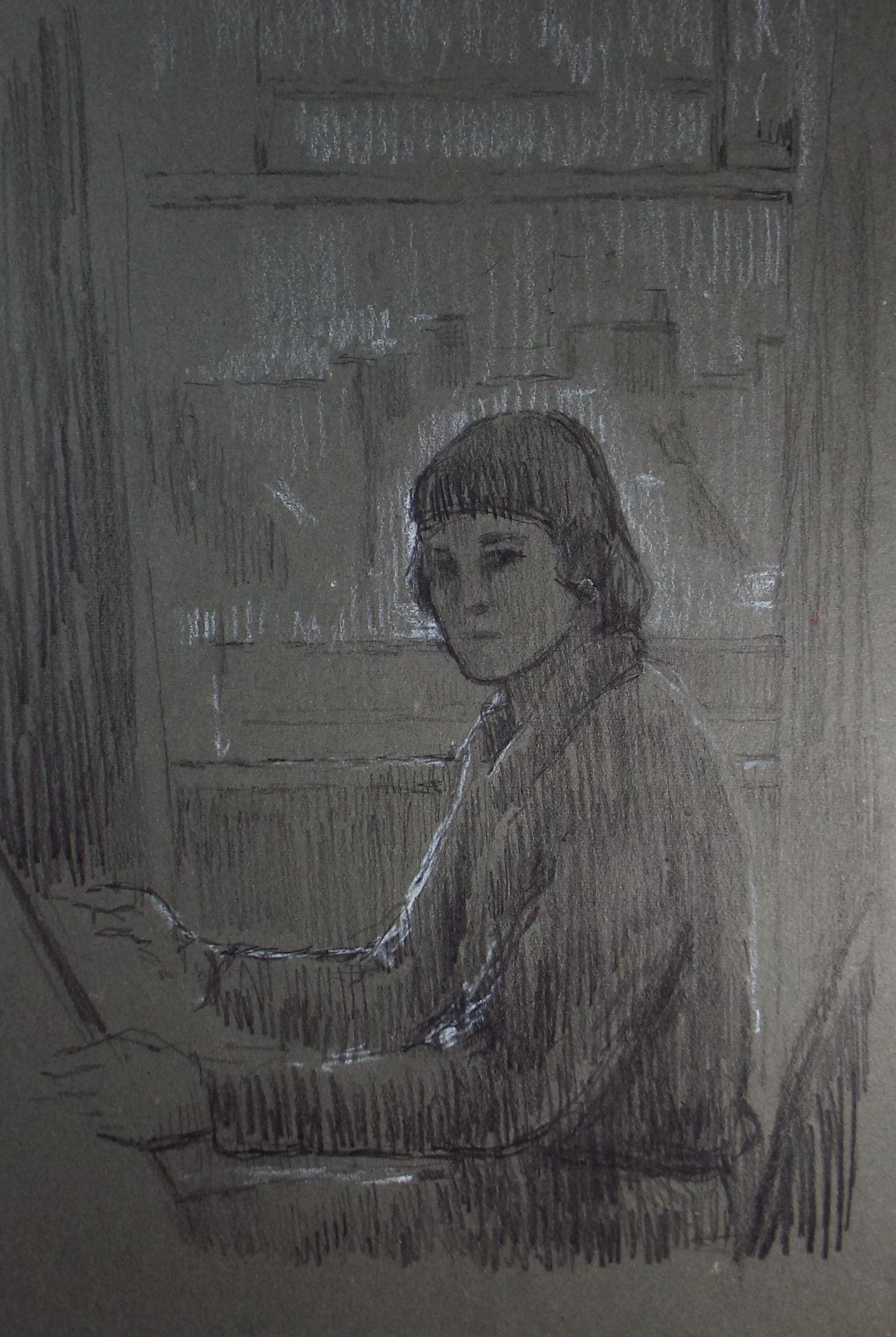Original Pastel Sketch,'Study of a Girl', Hilda Burford (1887-1957), 1940's