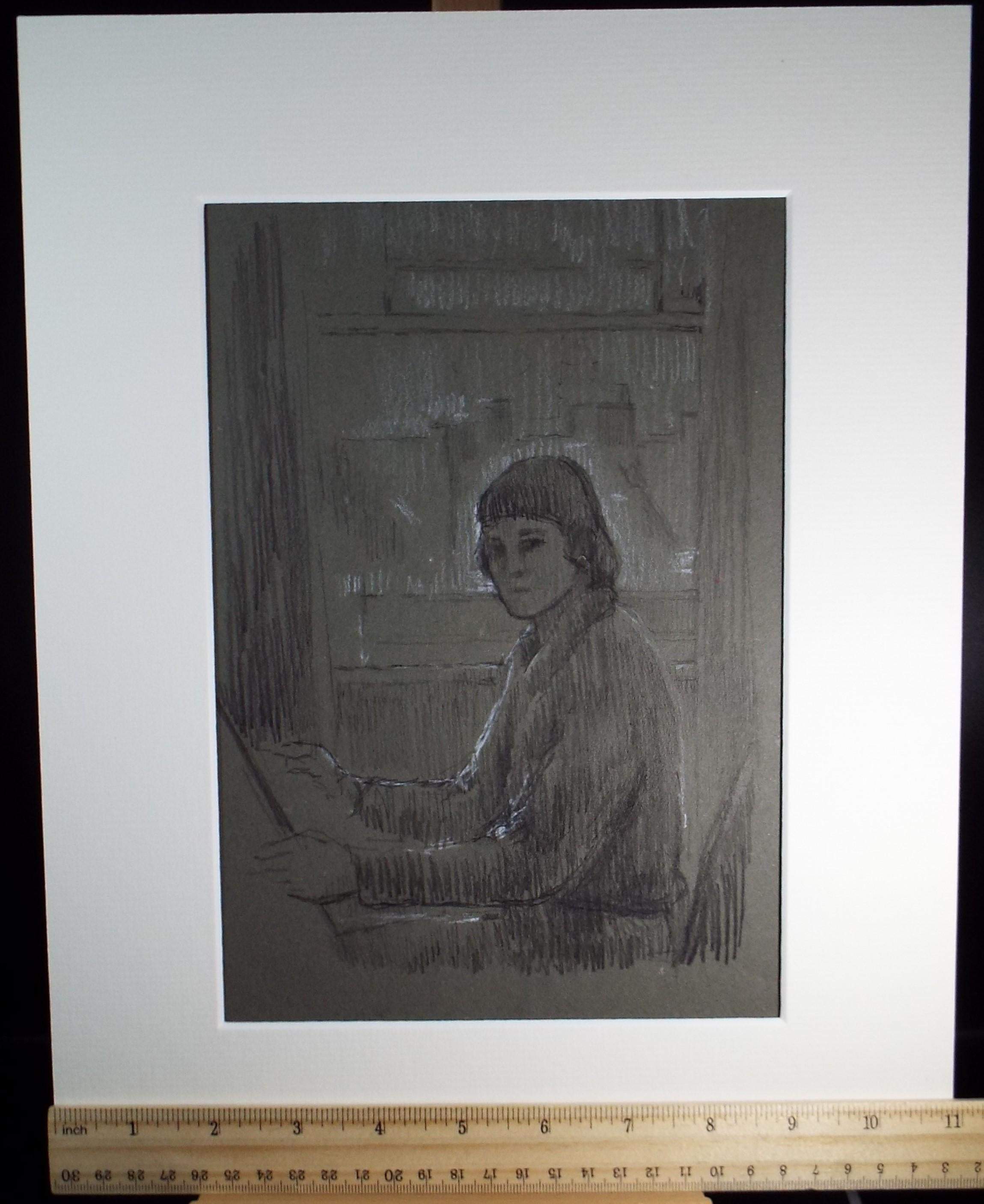 Original Pastel Sketch,'Study of a Girl', Hilda Burford (1887-1957), 1940's