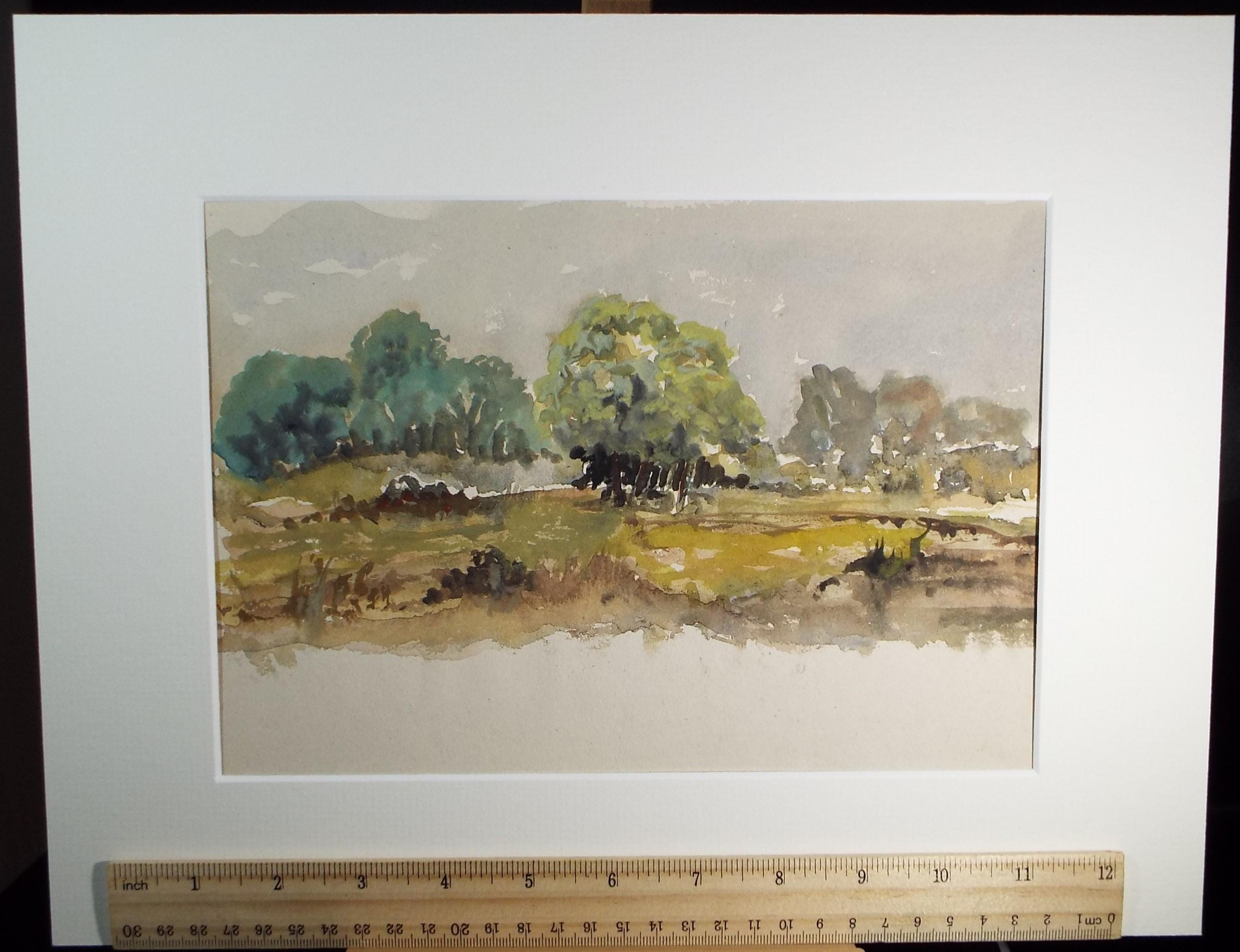 Original Watercolour, 'Autumn landscape', Artist Unknown, dated 1985