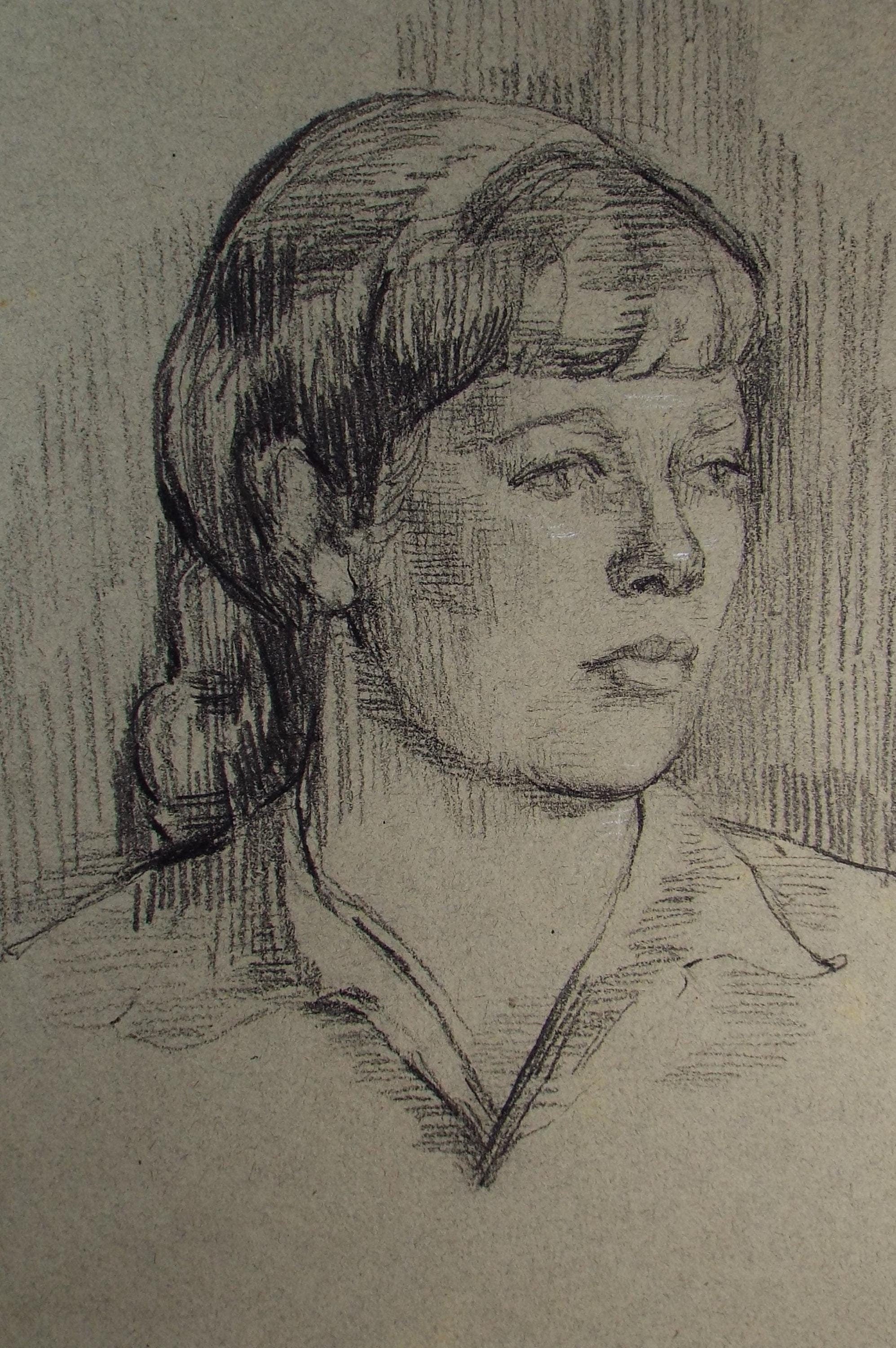 Original Pastel Sketch,'Portrait of a Woman', Hilda Burford (1887-1957), 1950's