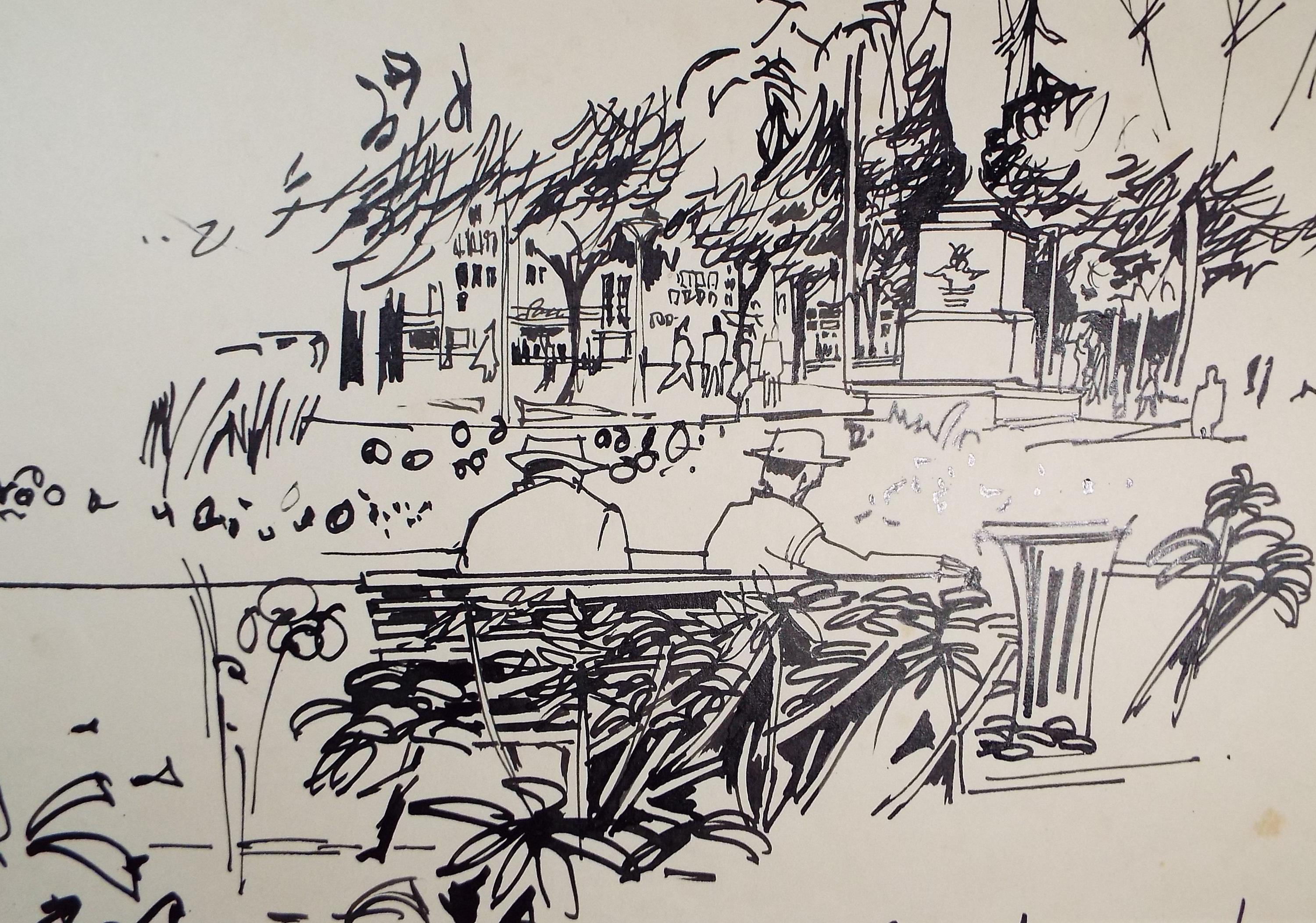 Original Ink drawing , 'Oslo', John Hambleton Holdcroft (1926-2014), Dated 1960